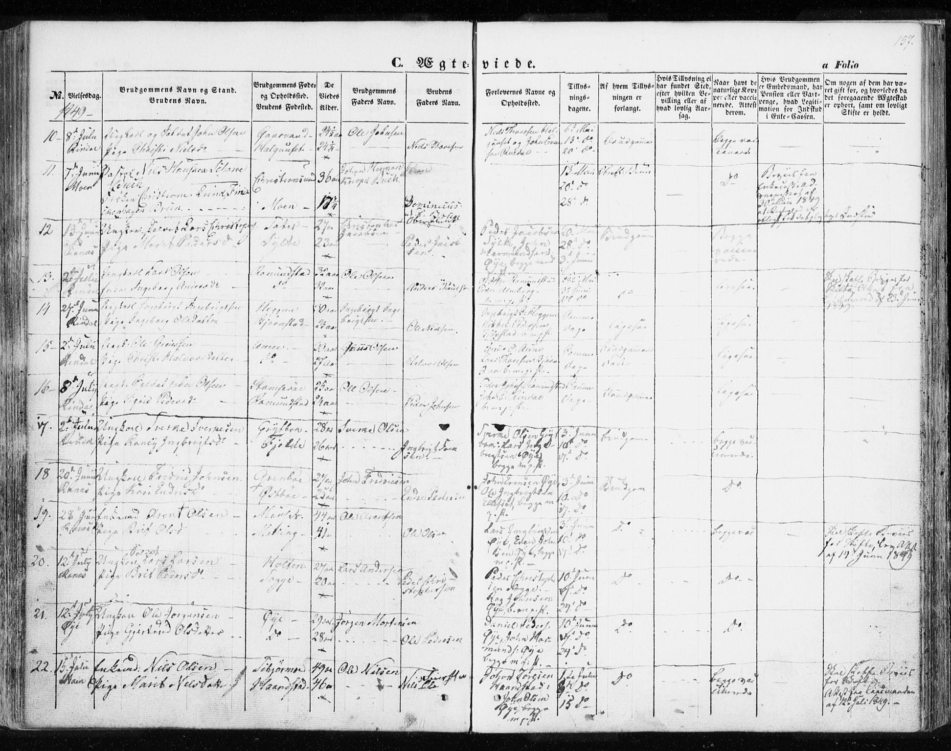 Ministerialprotokoller, klokkerbøker og fødselsregistre - Møre og Romsdal, AV/SAT-A-1454/595/L1043: Parish register (official) no. 595A05, 1843-1851, p. 157