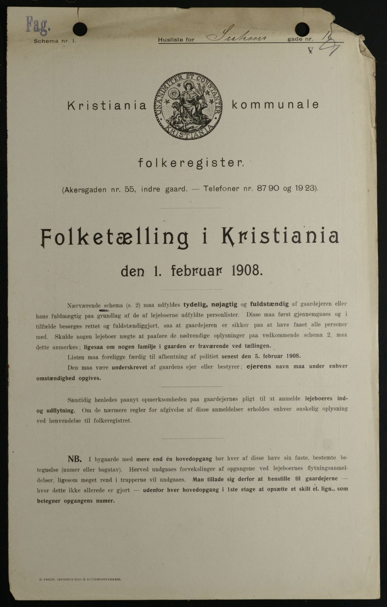 OBA, Municipal Census 1908 for Kristiania, 1908, p. 94125