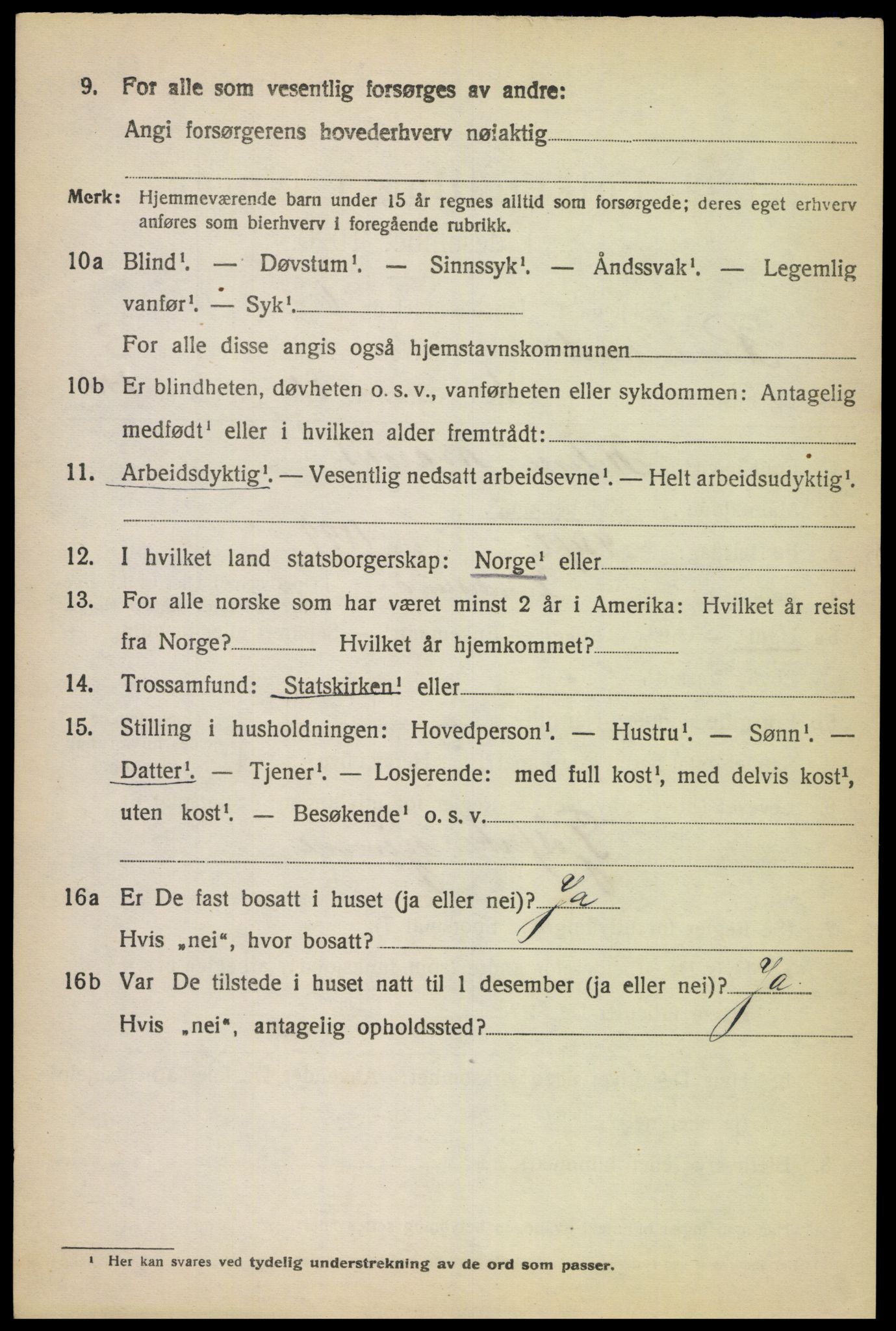 SAK, 1920 census for Randesund, 1920, p. 1463
