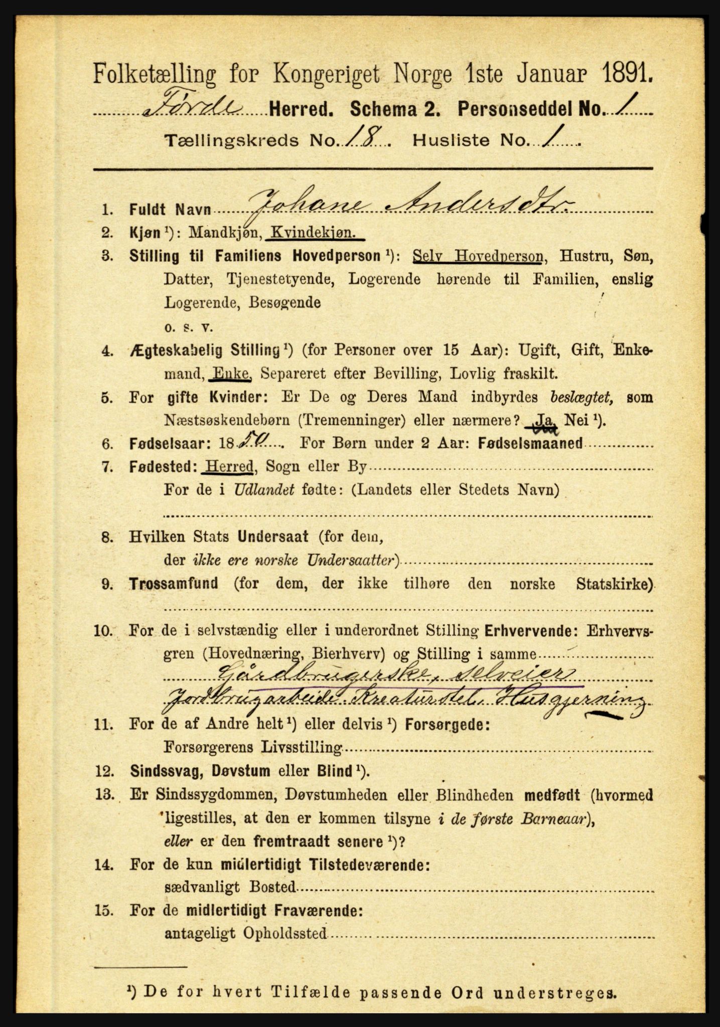 RA, 1891 census for 1432 Førde, 1891, p. 6368