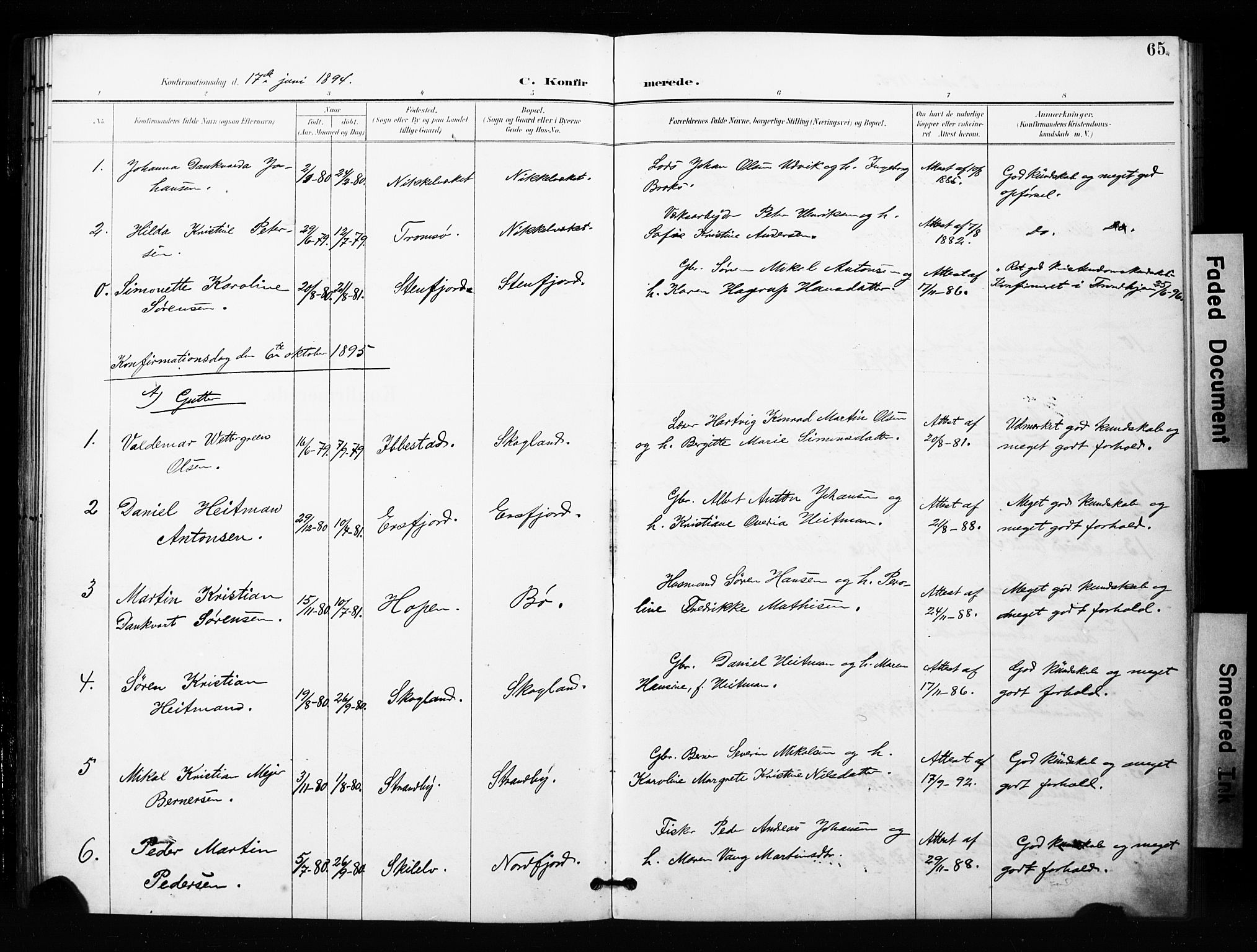 Berg sokneprestkontor, SATØ/S-1318/G/Ga/Gaa/L0005kirke: Parish register (official) no. 5, 1894-1905, p. 65