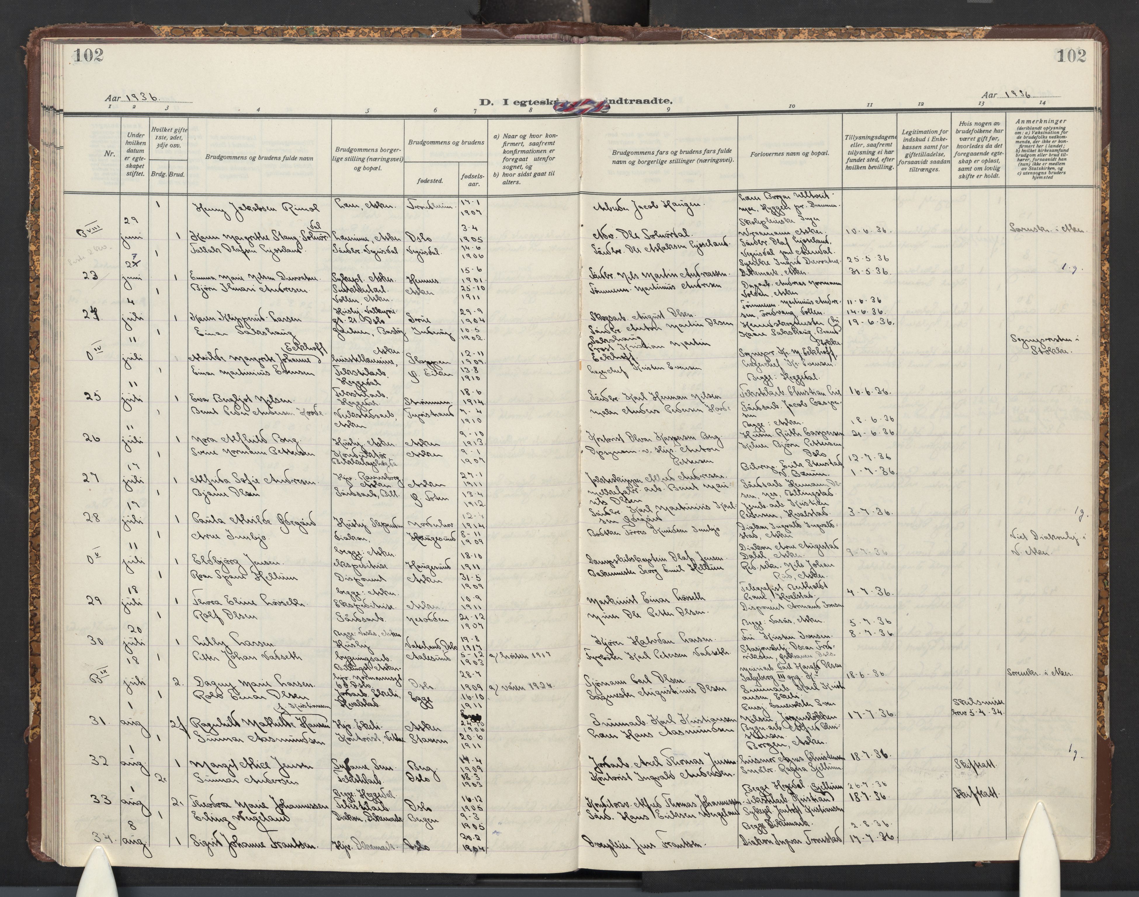 Asker prestekontor Kirkebøker, AV/SAO-A-10256a/F/Fa/L0021: Parish register (official) no. I 21, 1936-1945, p. 102