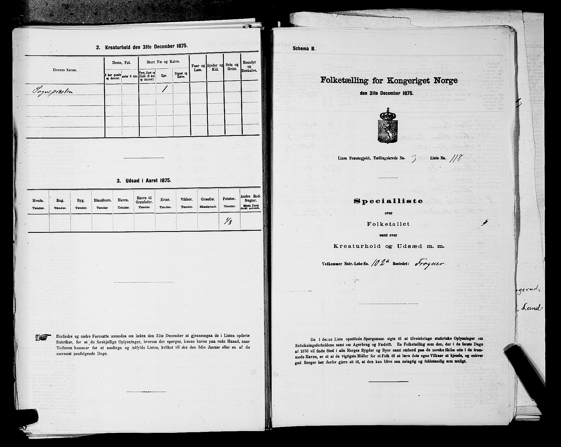 SAKO, 1875 census for 0626P Lier, 1875, p. 692