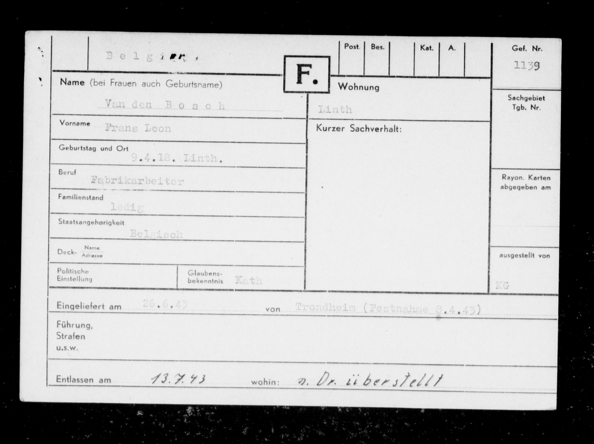 Befehlshaber der Sicherheitspolizei und des SD, AV/RA-RAFA-5969/F/Fc/L0012: Fangeregister Falstad: Utenlandske fanger fra Danmark, Finland, Italia, Nederland og Tyskland, 1941-1945