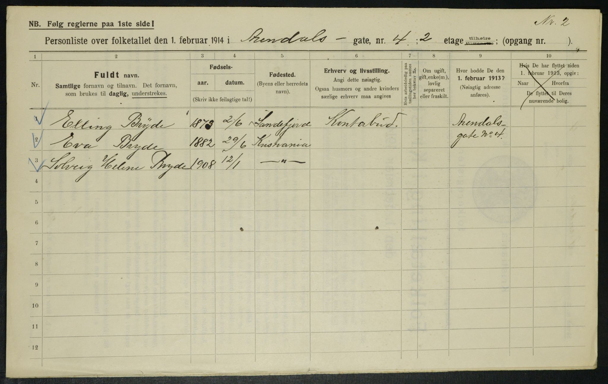 OBA, Municipal Census 1914 for Kristiania, 1914, p. 2093