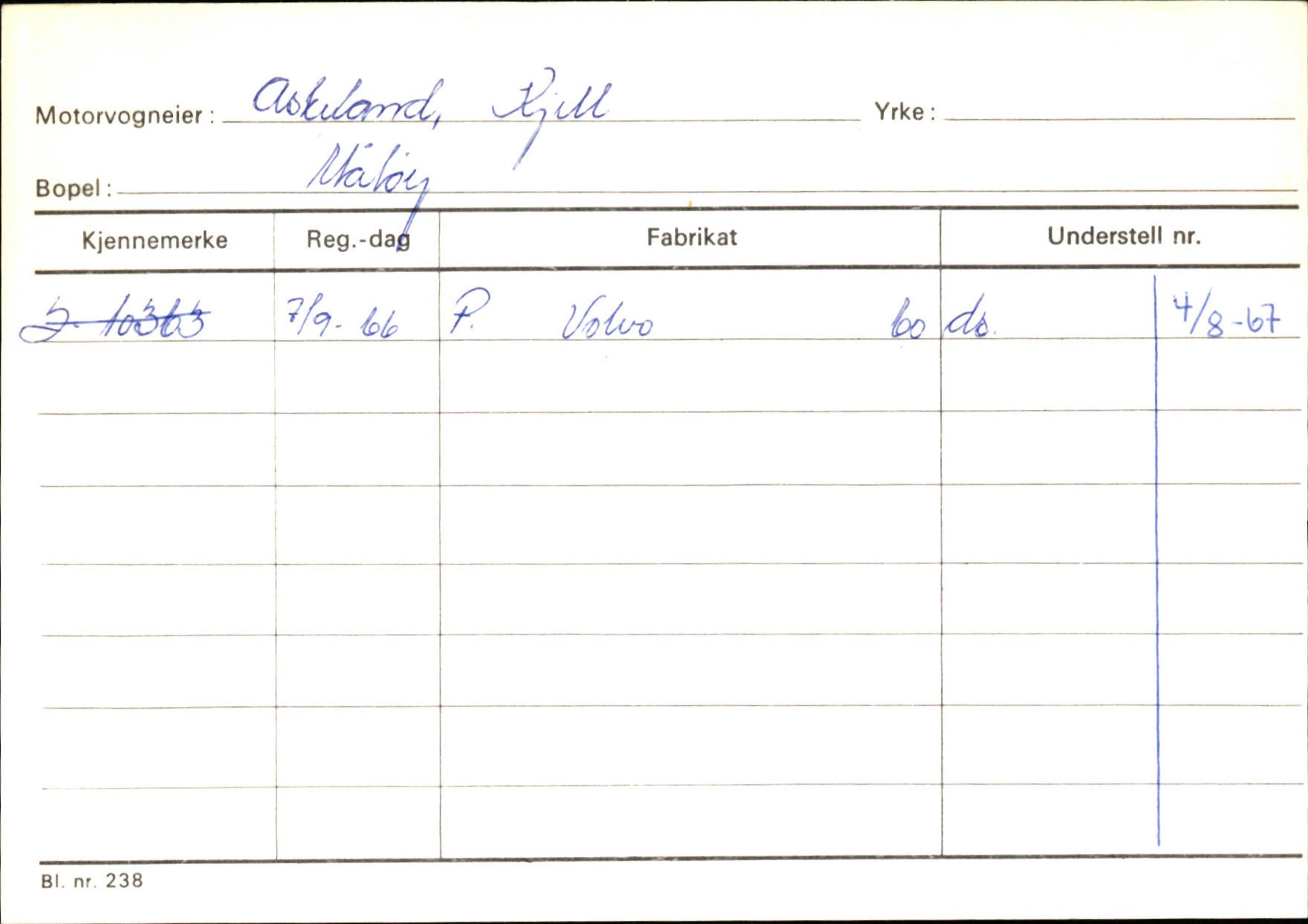 Statens vegvesen, Sogn og Fjordane vegkontor, SAB/A-5301/4/F/L0144: Registerkort Vågsøy A-R, 1945-1975, p. 73