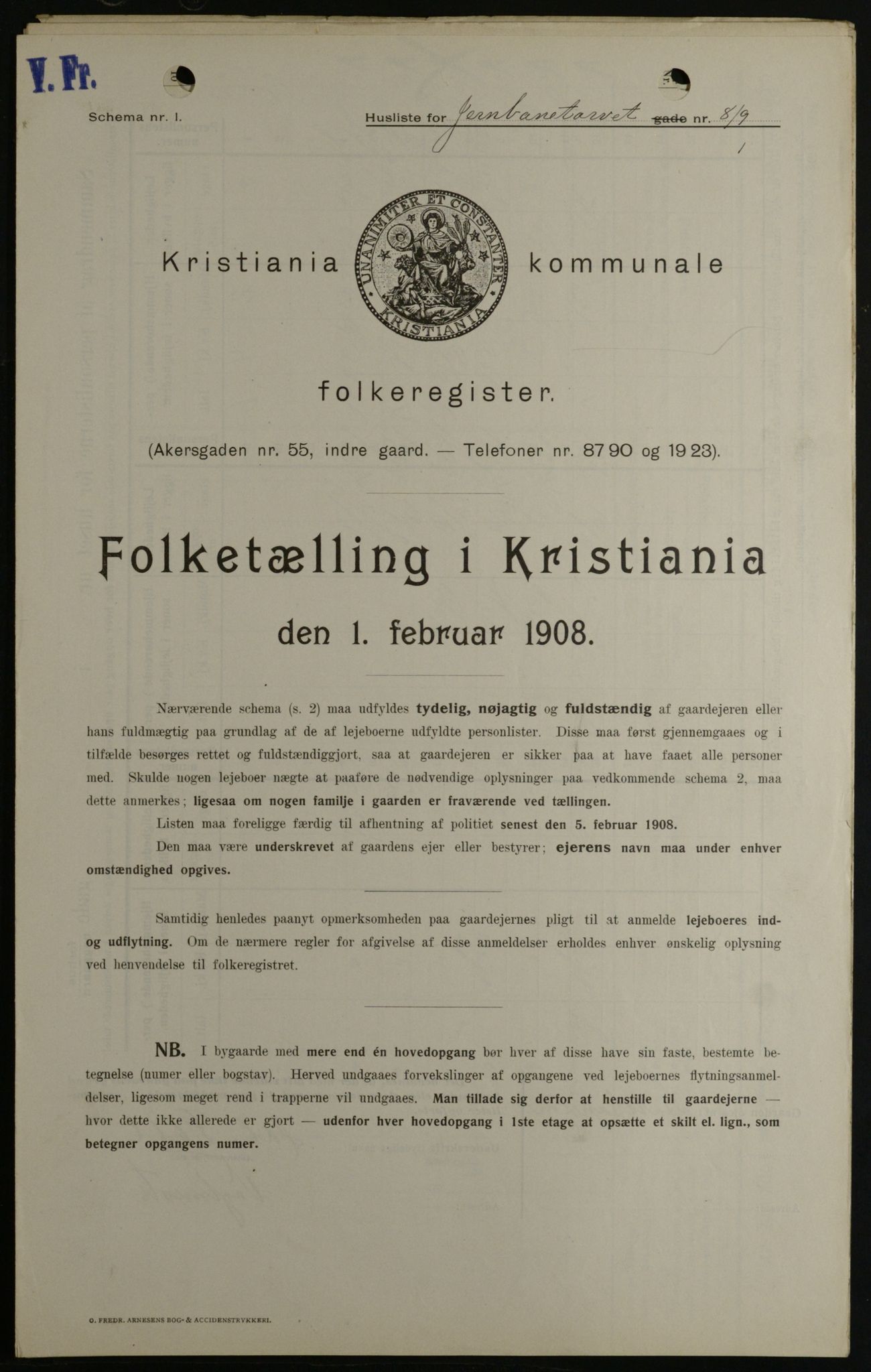 OBA, Municipal Census 1908 for Kristiania, 1908, p. 41944