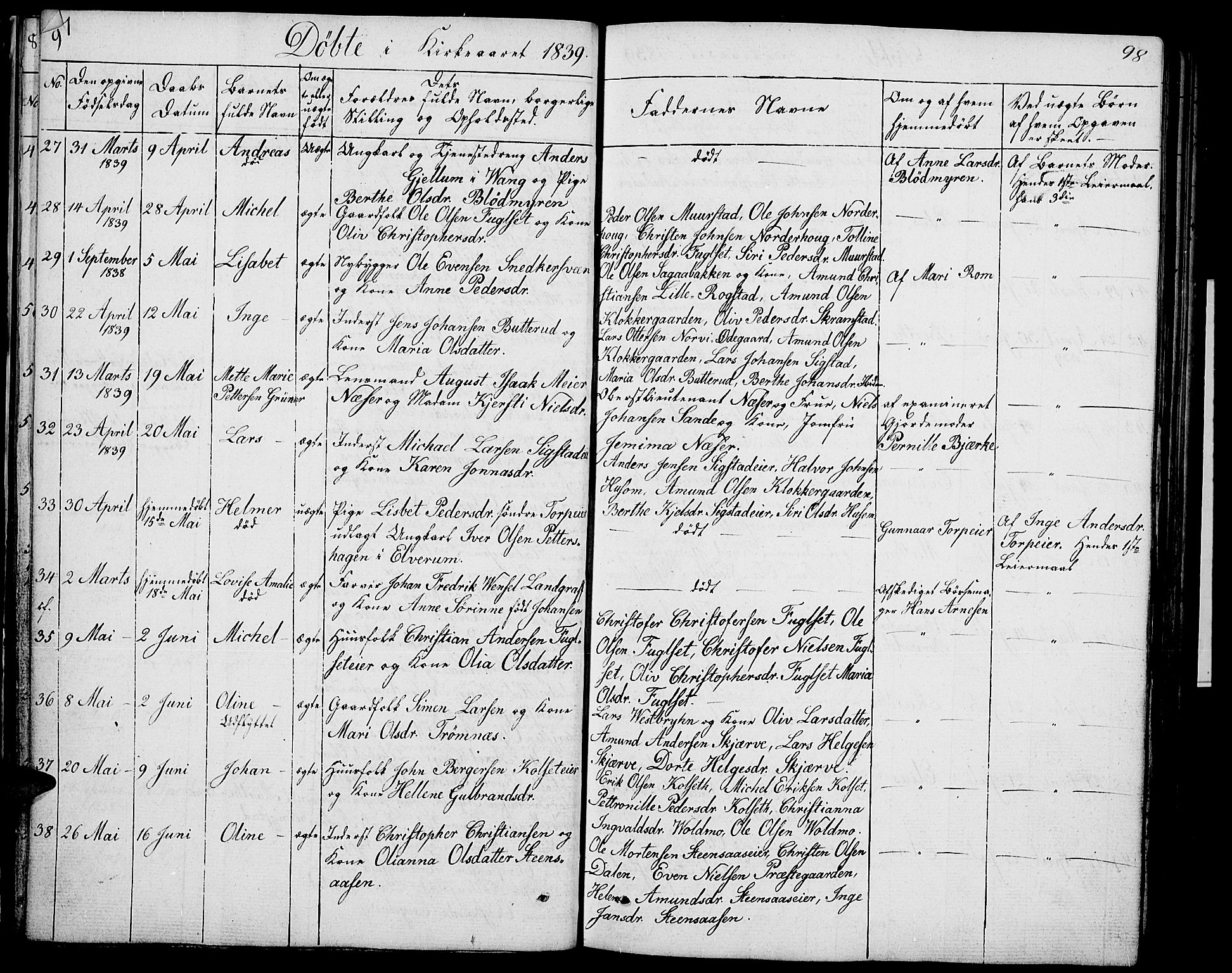 Løten prestekontor, AV/SAH-PREST-022/L/La/L0002: Parish register (copy) no. 2, 1832-1850, p. 97-98