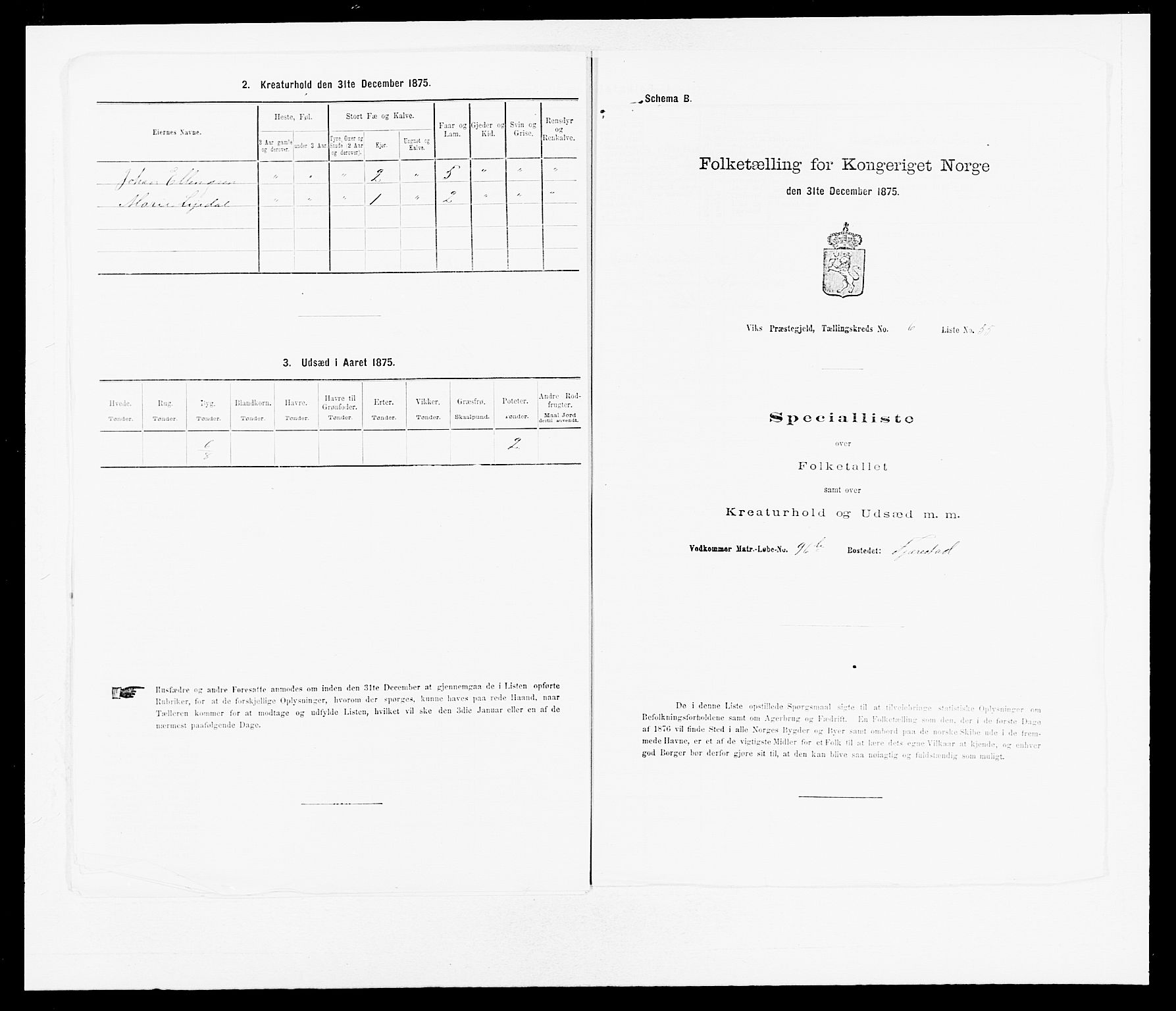 SAB, 1875 census for 1417P Vik, 1875, p. 809