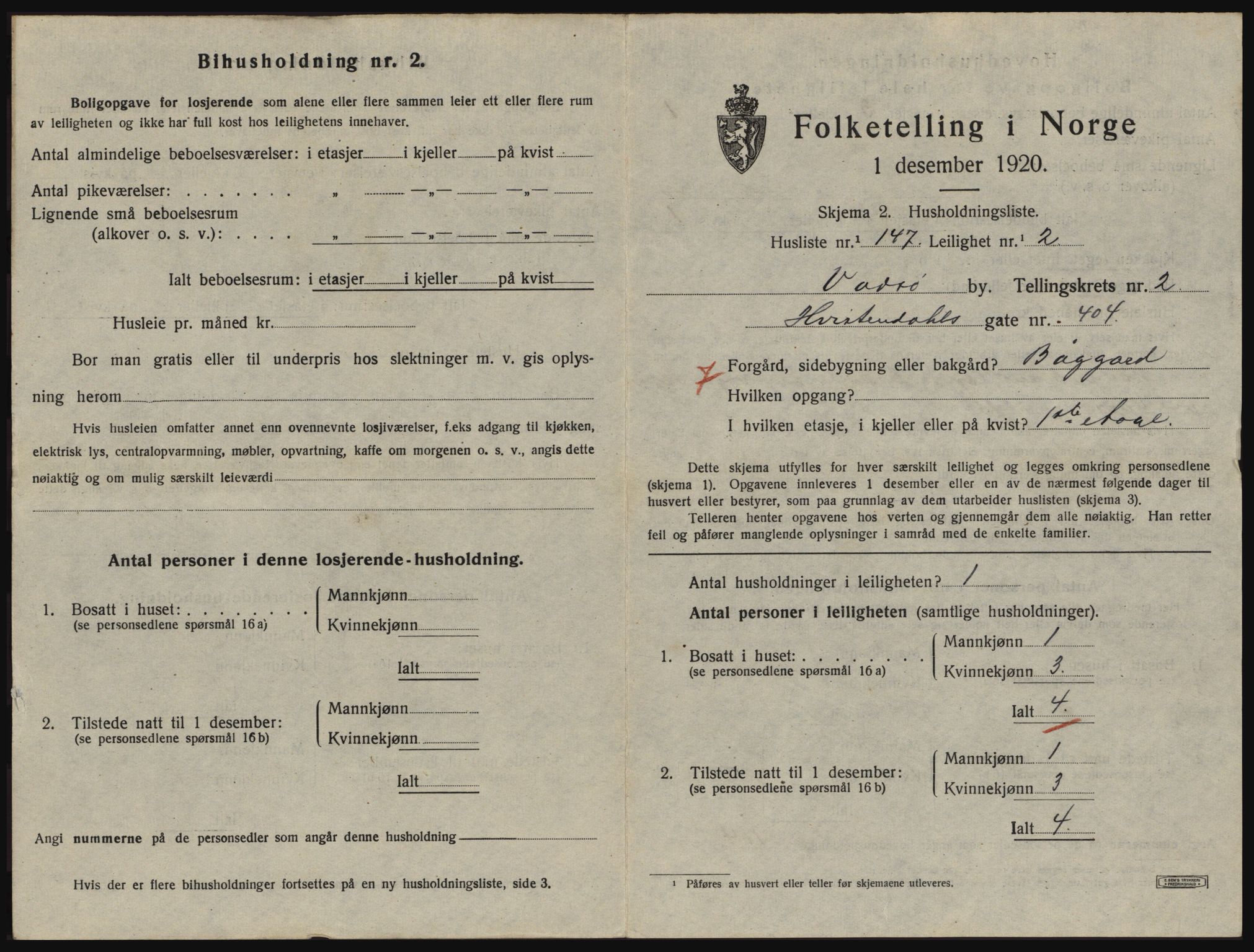 SATØ, 1920 census for Vadsø, 1920, p. 1398