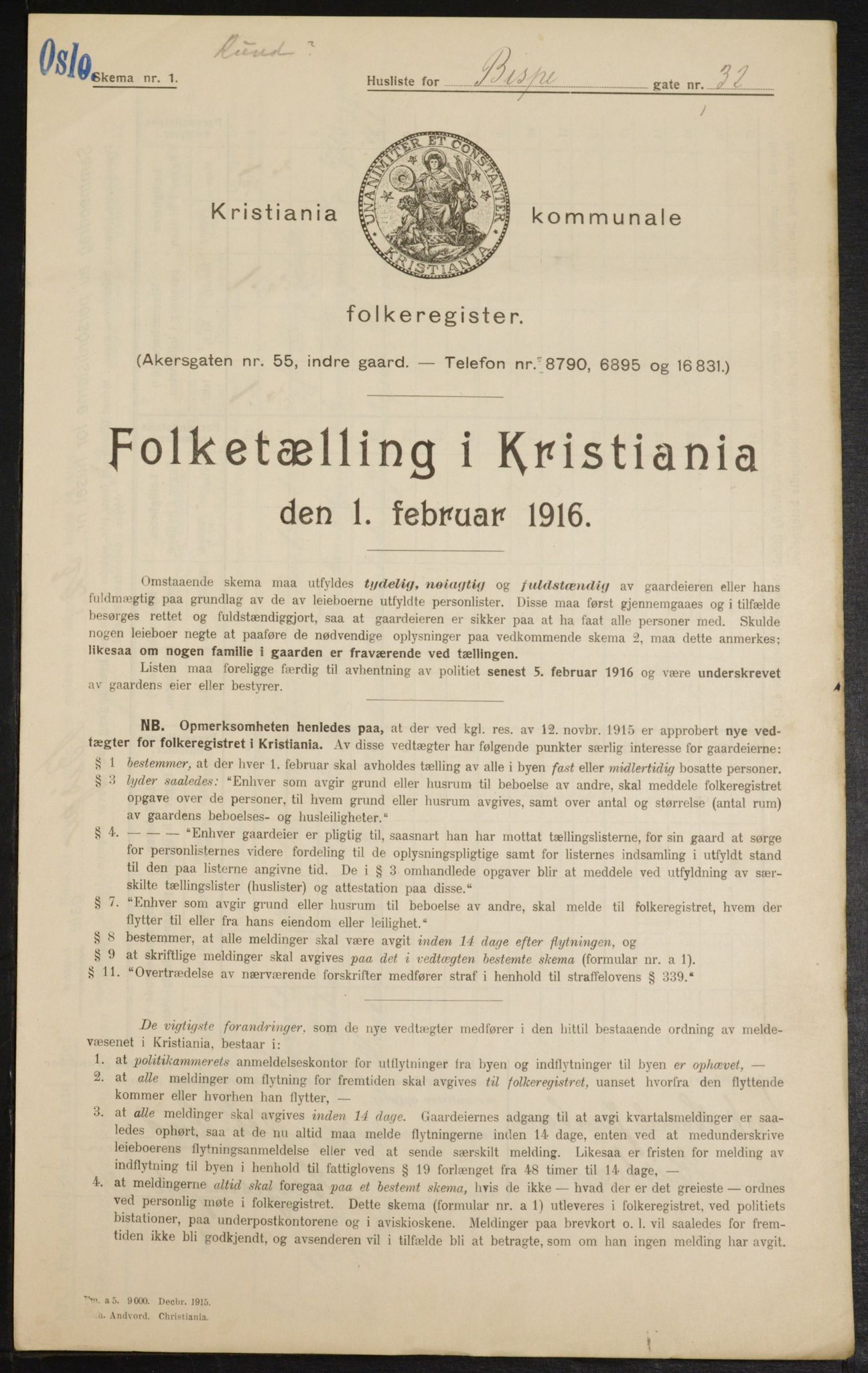 OBA, Municipal Census 1916 for Kristiania, 1916, p. 5501