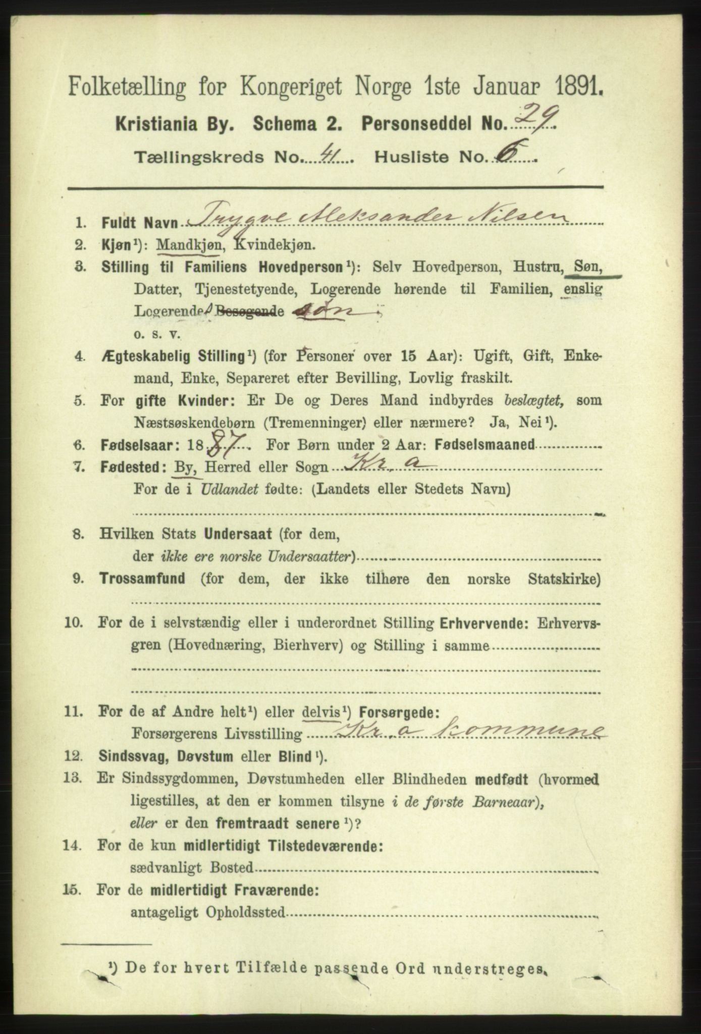 RA, 1891 census for 0301 Kristiania, 1891, p. 24163