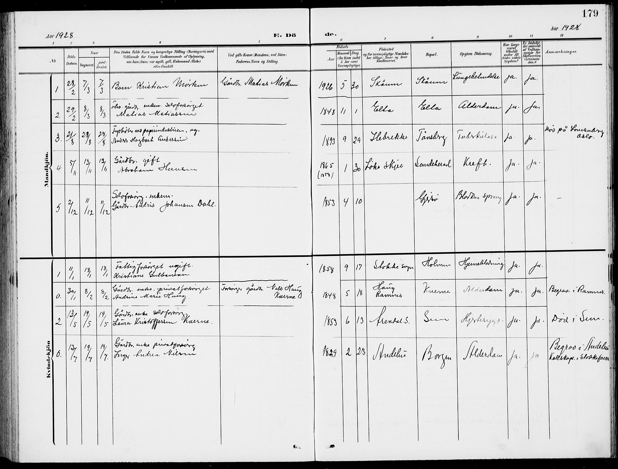 Stokke kirkebøker, AV/SAKO-A-320/G/Gc/L0001: Parish register (copy) no. III 1, 1904-1935, p. 179