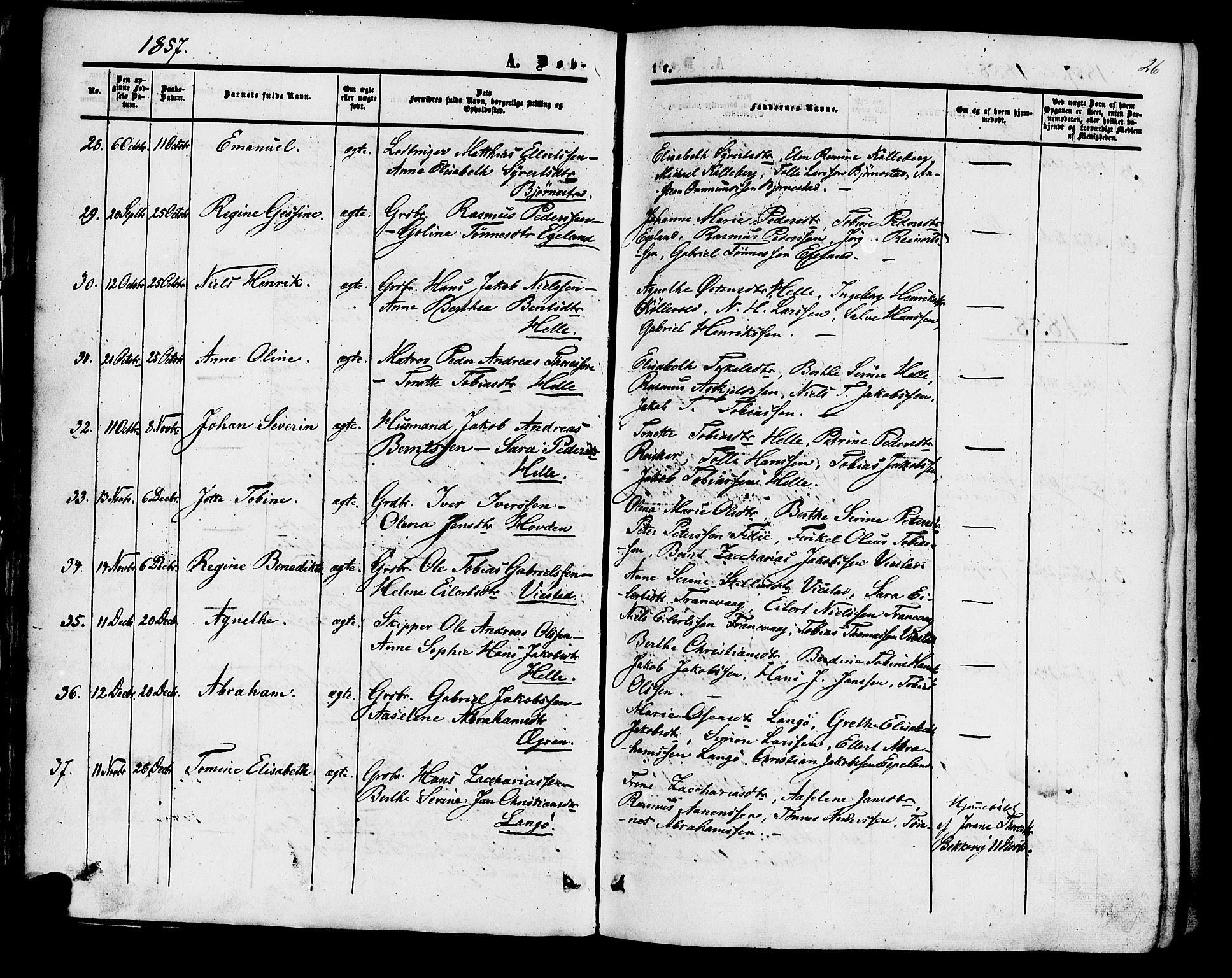 Herad sokneprestkontor, AV/SAK-1111-0018/F/Fa/Fab/L0004: Parish register (official) no. A 4, 1853-1885, p. 26