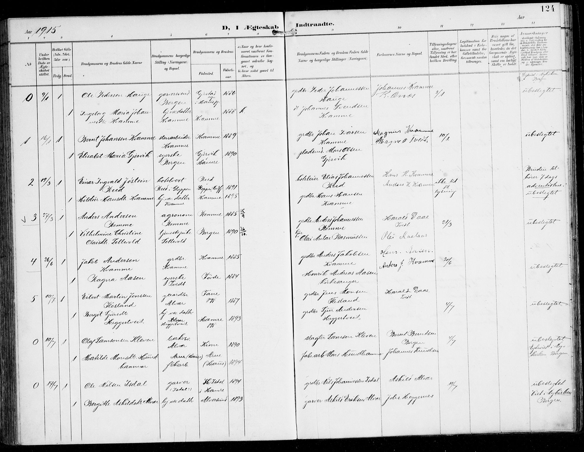 Alversund Sokneprestembete, SAB/A-73901/H/Ha/Haa/Haaa/L0003: Parish register (official) no. A 3, 1897-1926, p. 124