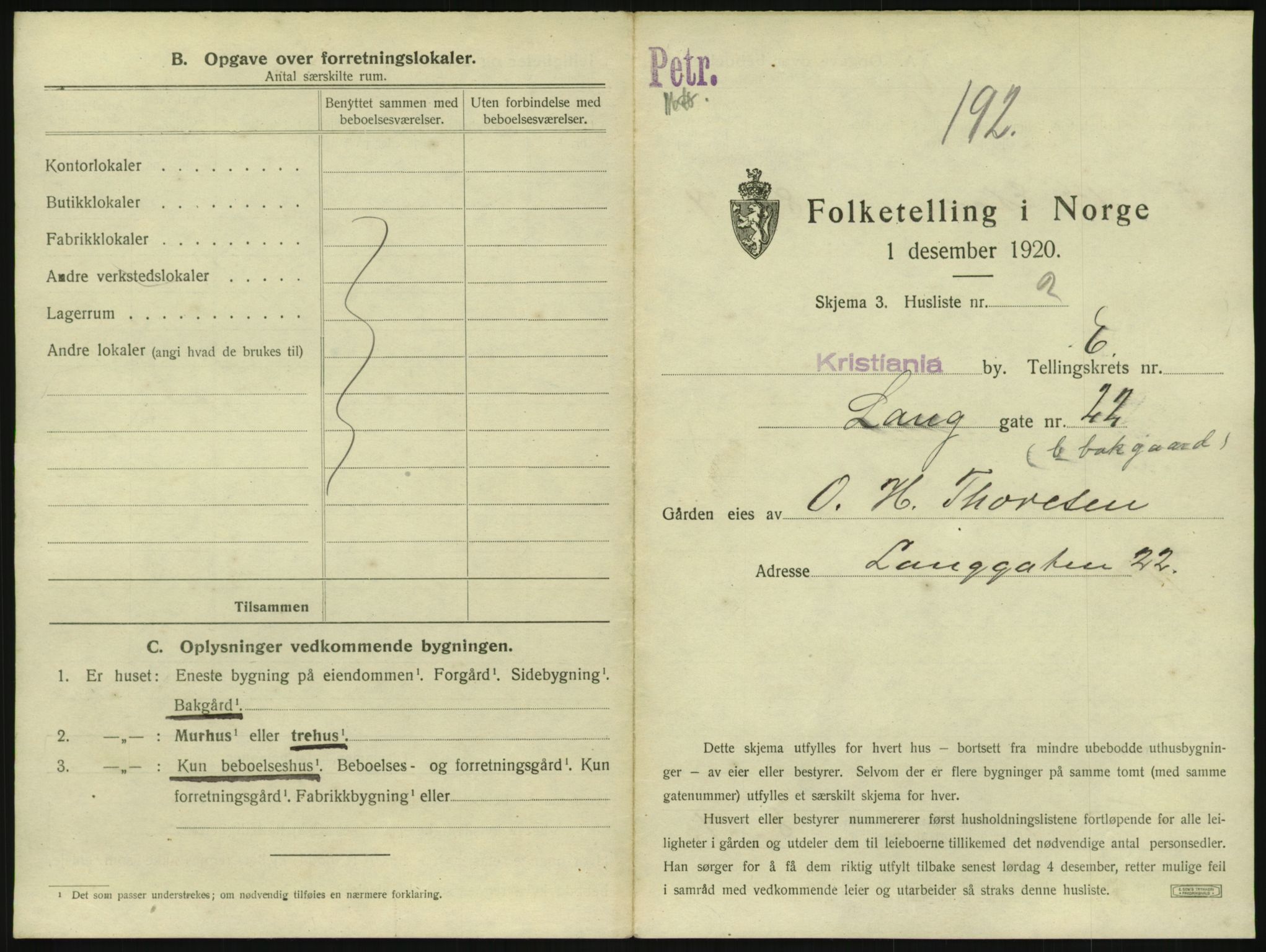 SAO, 1920 census for Kristiania, 1920, p. 57598