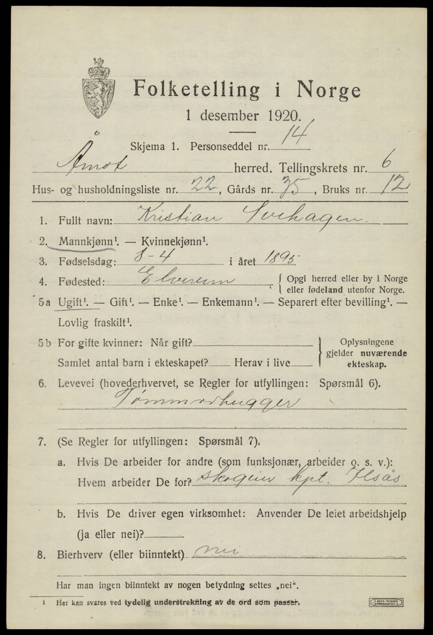 SAH, 1920 census for Åmot, 1920, p. 7645