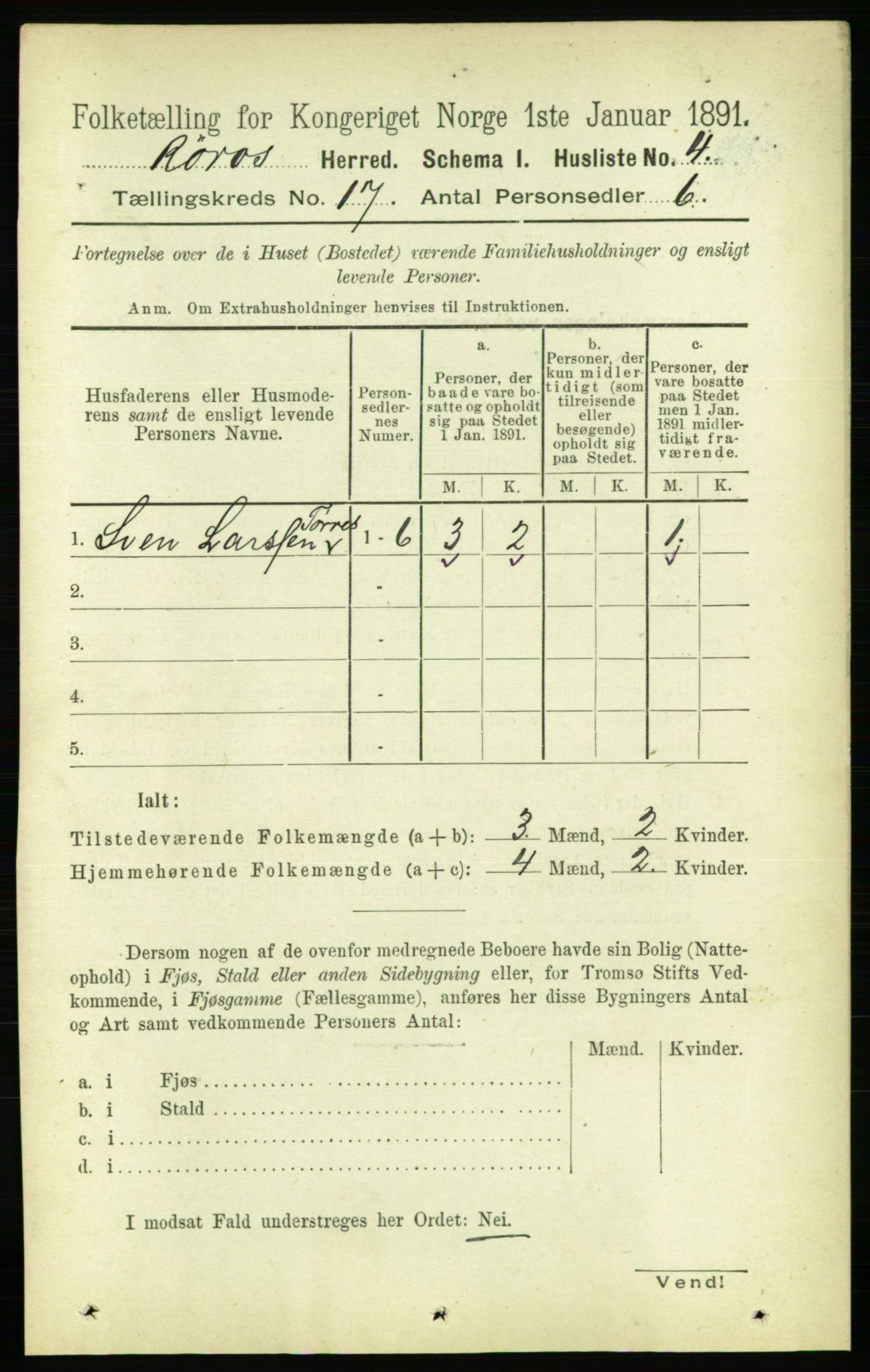 RA, 1891 census for 1640 Røros, 1891, p. 4252