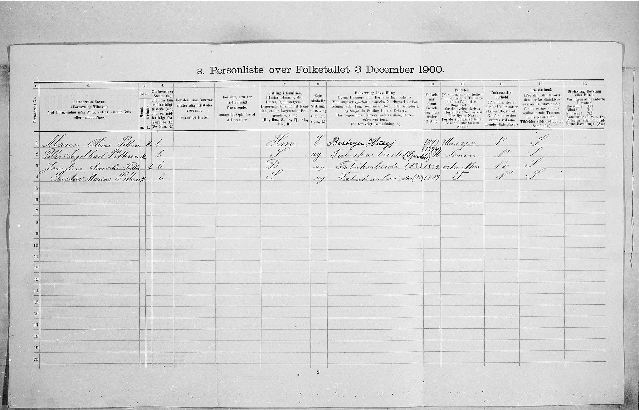 SAO, 1900 census for Kristiania, 1900, p. 63486