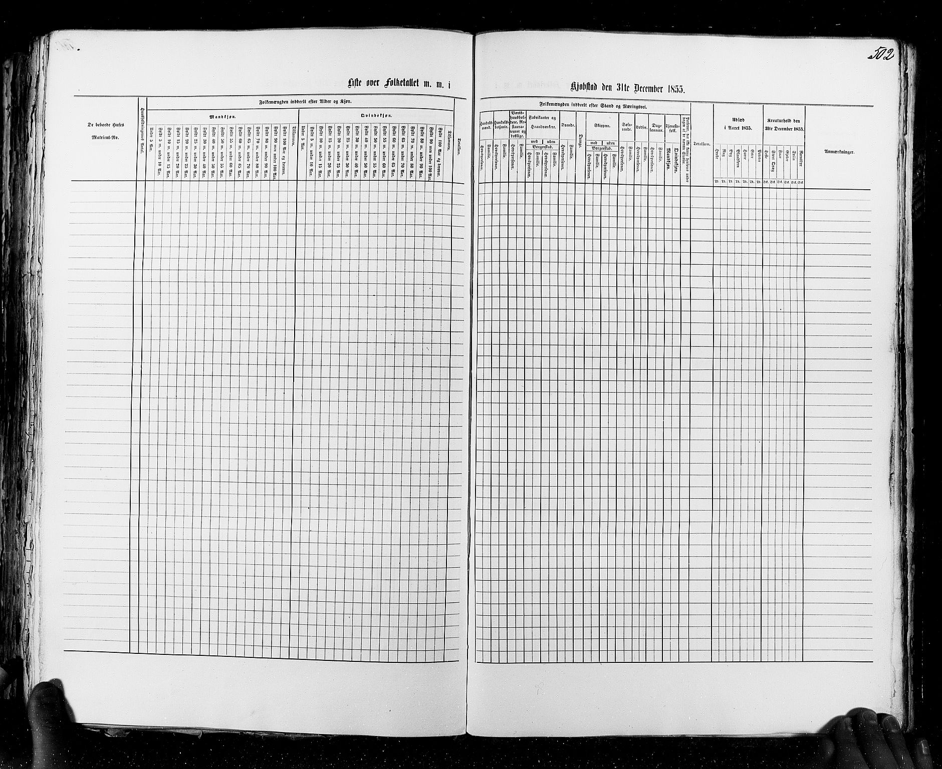 RA, Census 1855, vol. 7: Fredrikshald-Kragerø, 1855, p. 502