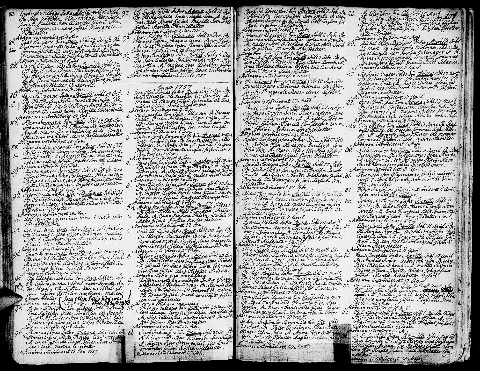 Ministerialprotokoller, klokkerbøker og fødselsregistre - Sør-Trøndelag, SAT/A-1456/681/L0925: Parish register (official) no. 681A03, 1727-1766, p. 107