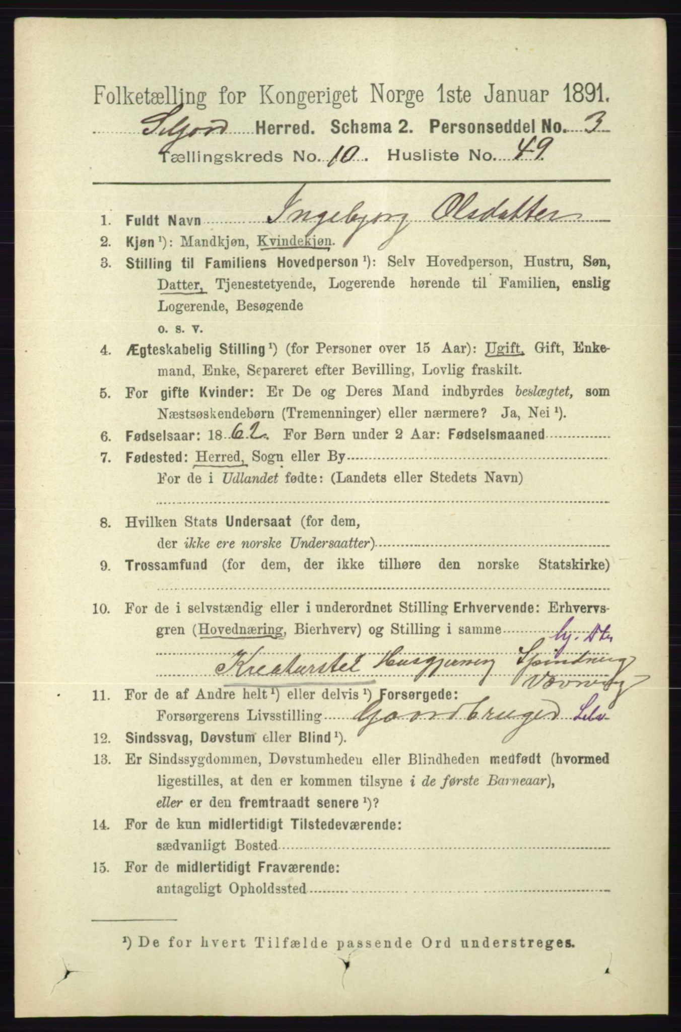 RA, 1891 census for 0828 Seljord, 1891, p. 3757