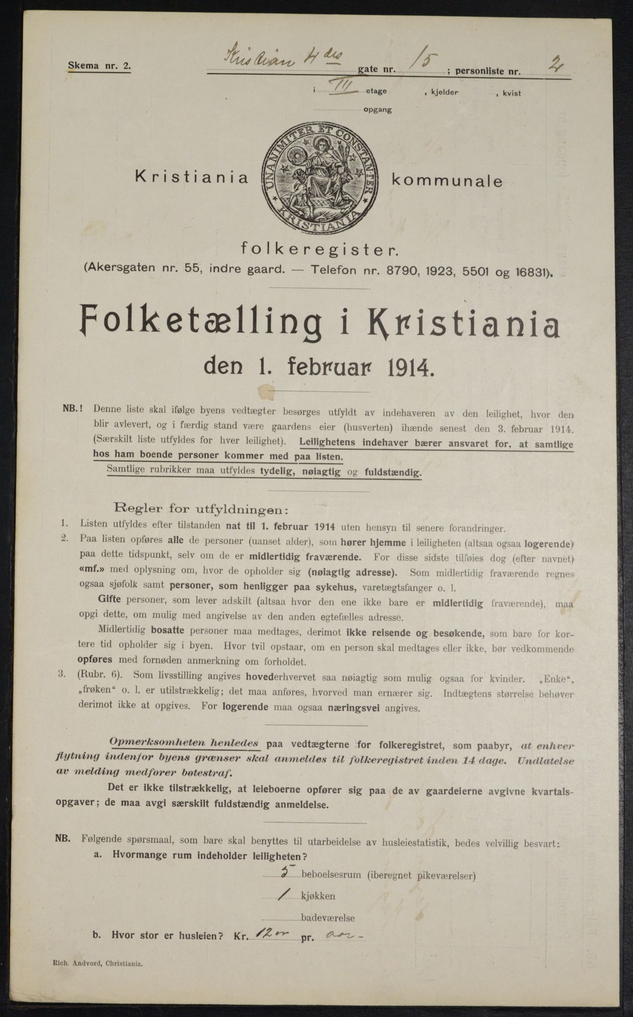 OBA, Municipal Census 1914 for Kristiania, 1914, p. 54151