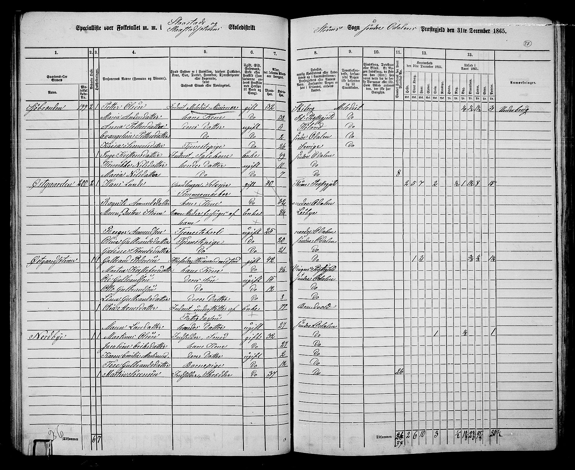 RA, 1865 census for Sør-Odal, 1865, p. 77