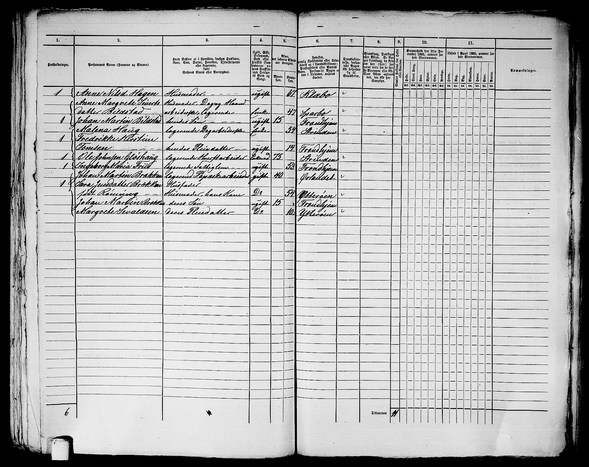 RA, 1865 census for Trondheim, 1865, p. 3082