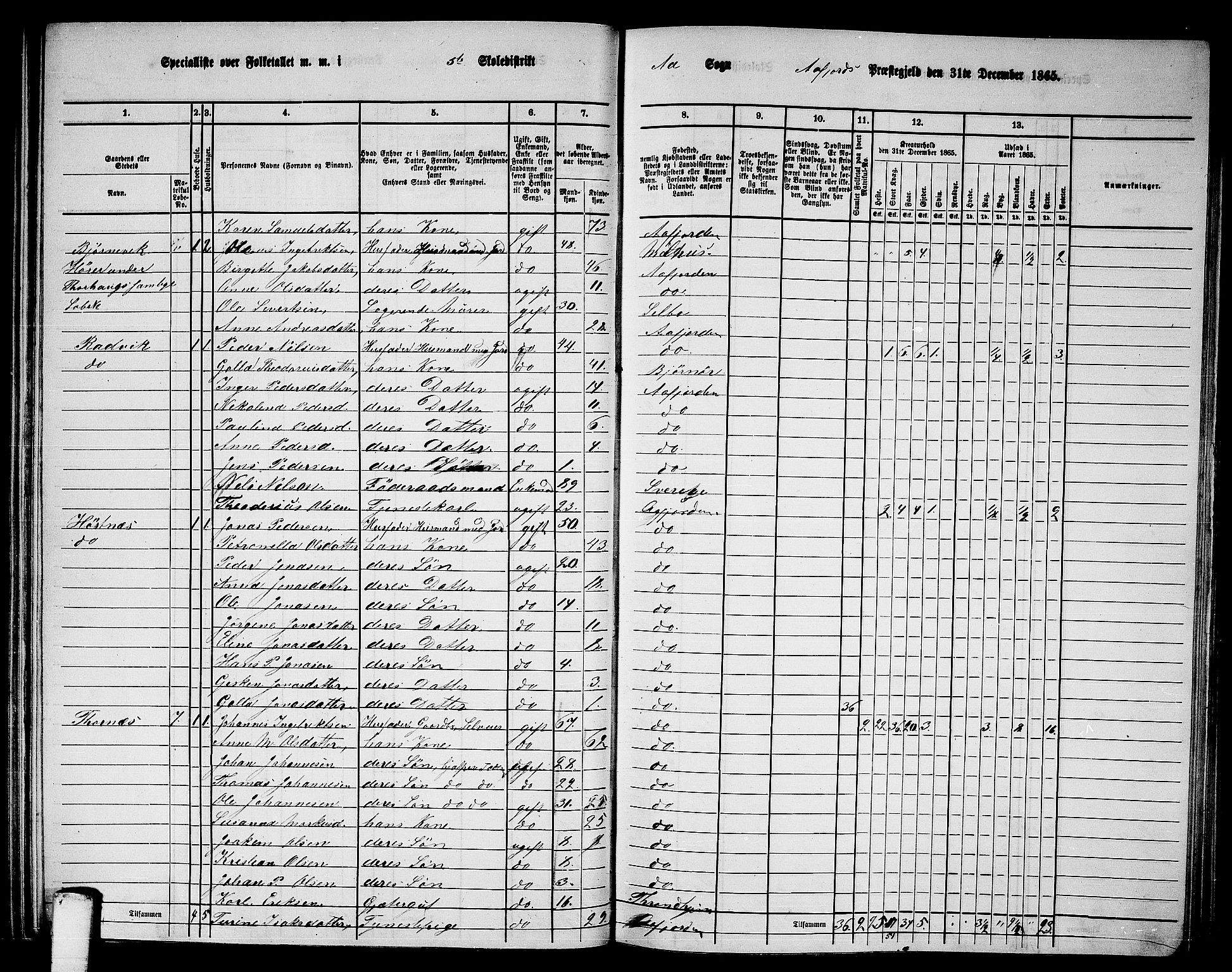 RA, 1865 census for Aafjorden, 1865, p. 63