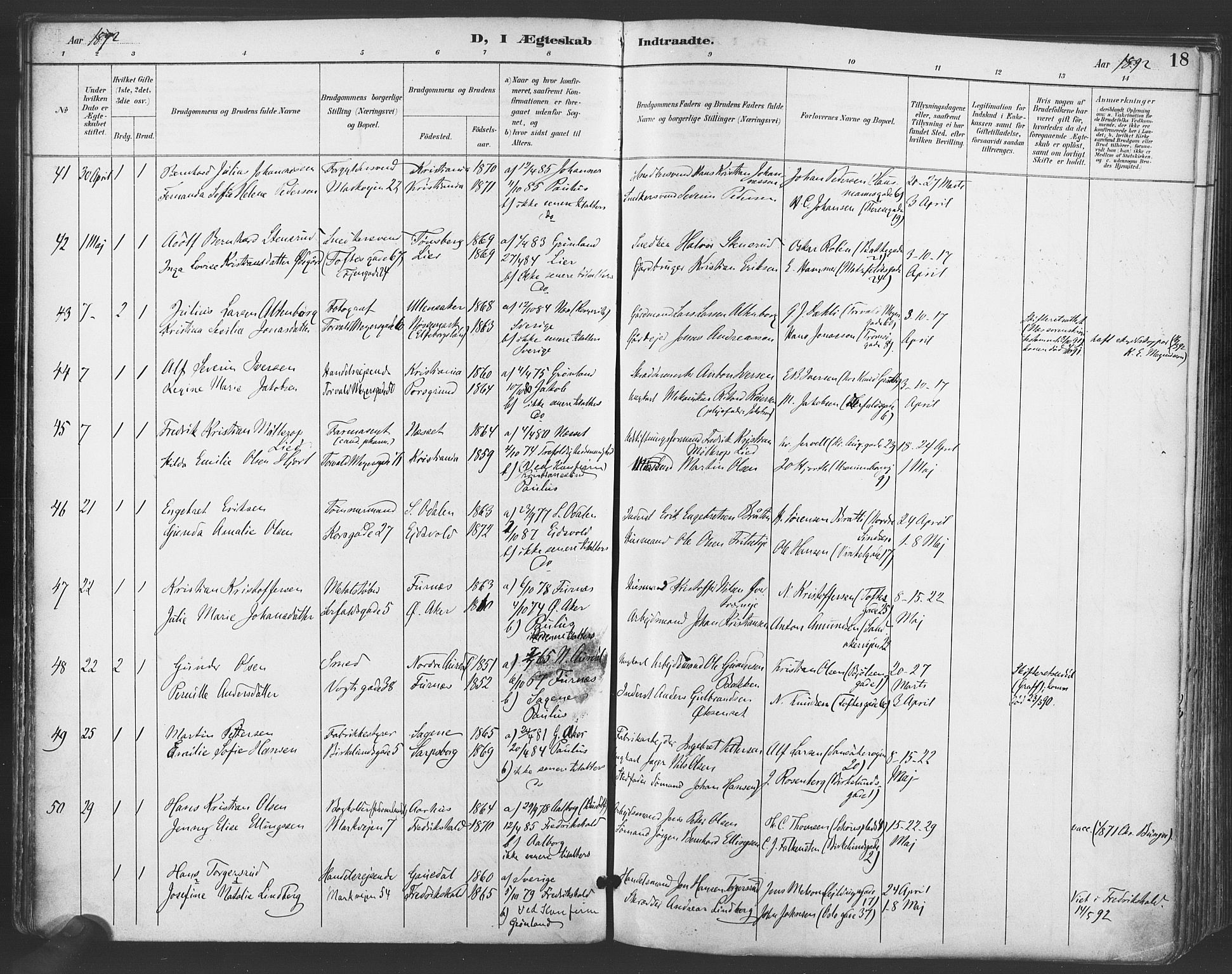 Paulus prestekontor Kirkebøker, SAO/A-10871/F/Fa/L0009: Parish register (official) no. 9, 1891-1901, p. 18