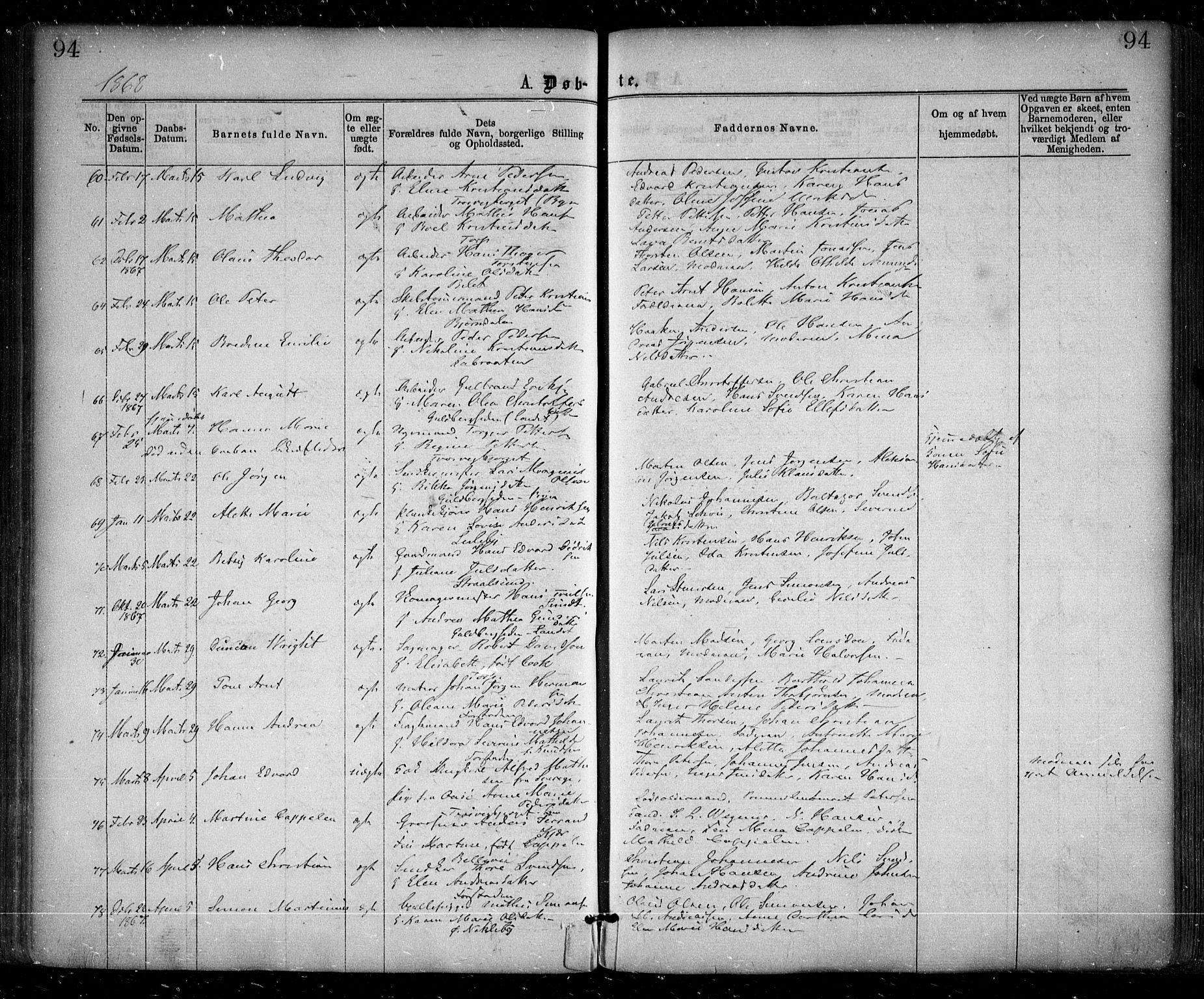 Glemmen prestekontor Kirkebøker, SAO/A-10908/F/Fa/L0008: Parish register (official) no. 8, 1862-1871, p. 94