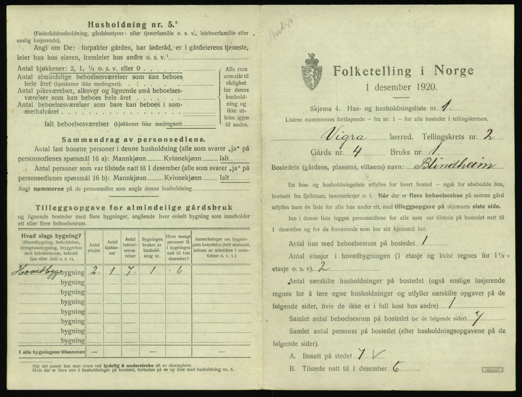 SAT, 1920 census for Vigra, 1920, p. 84