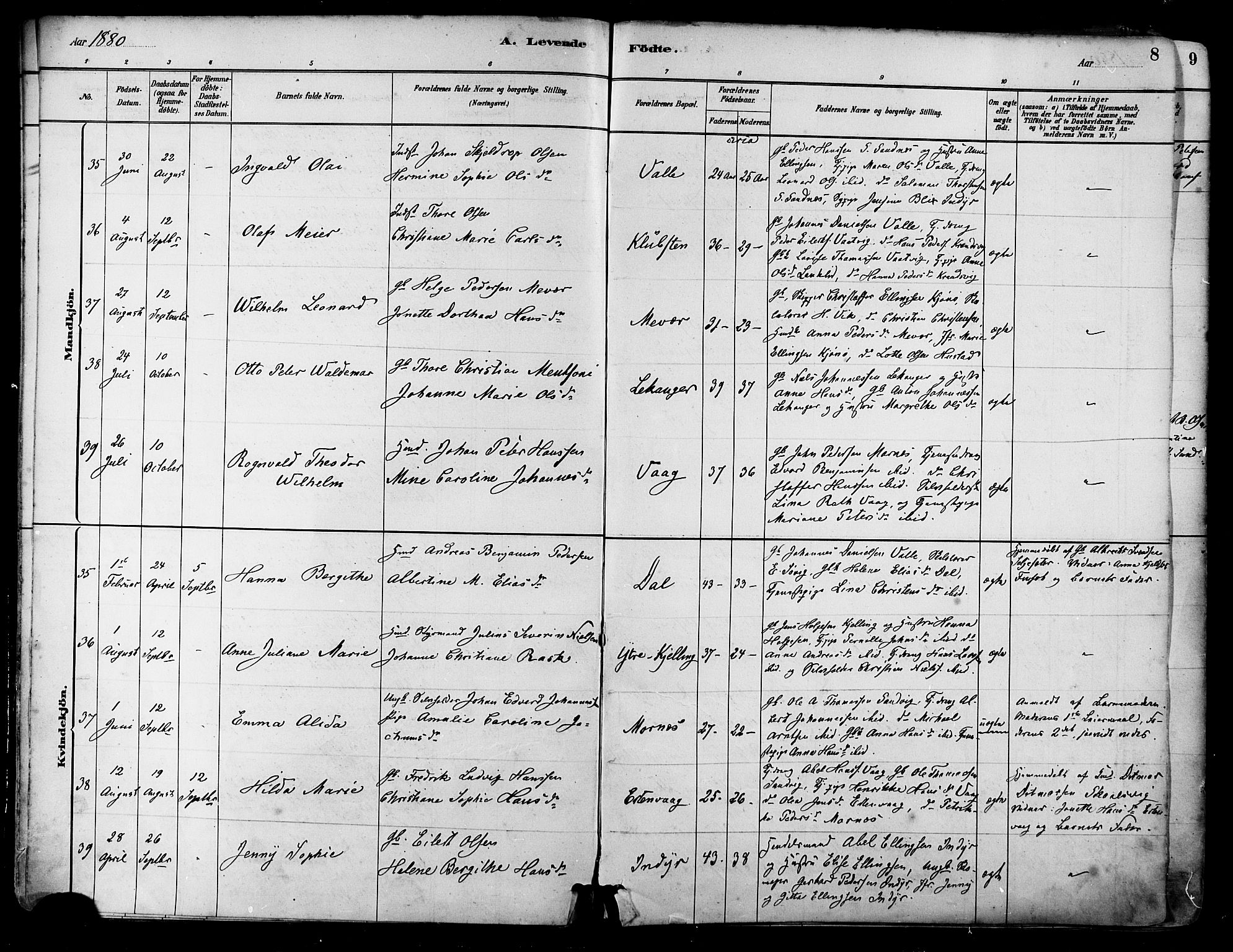 Ministerialprotokoller, klokkerbøker og fødselsregistre - Nordland, AV/SAT-A-1459/805/L0099: Parish register (official) no. 805A06, 1880-1891, p. 8