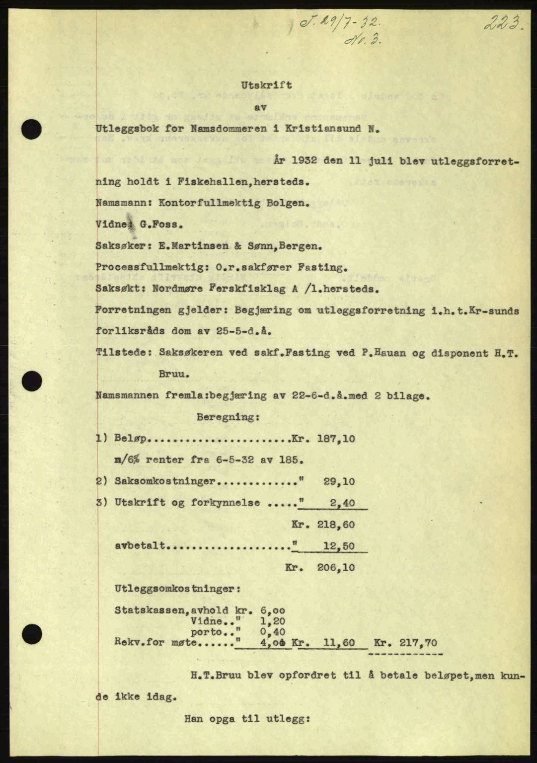 Kristiansund byfogd, AV/SAT-A-4587/A/27: Mortgage book no. 26, 1931-1933, Deed date: 29.07.1932