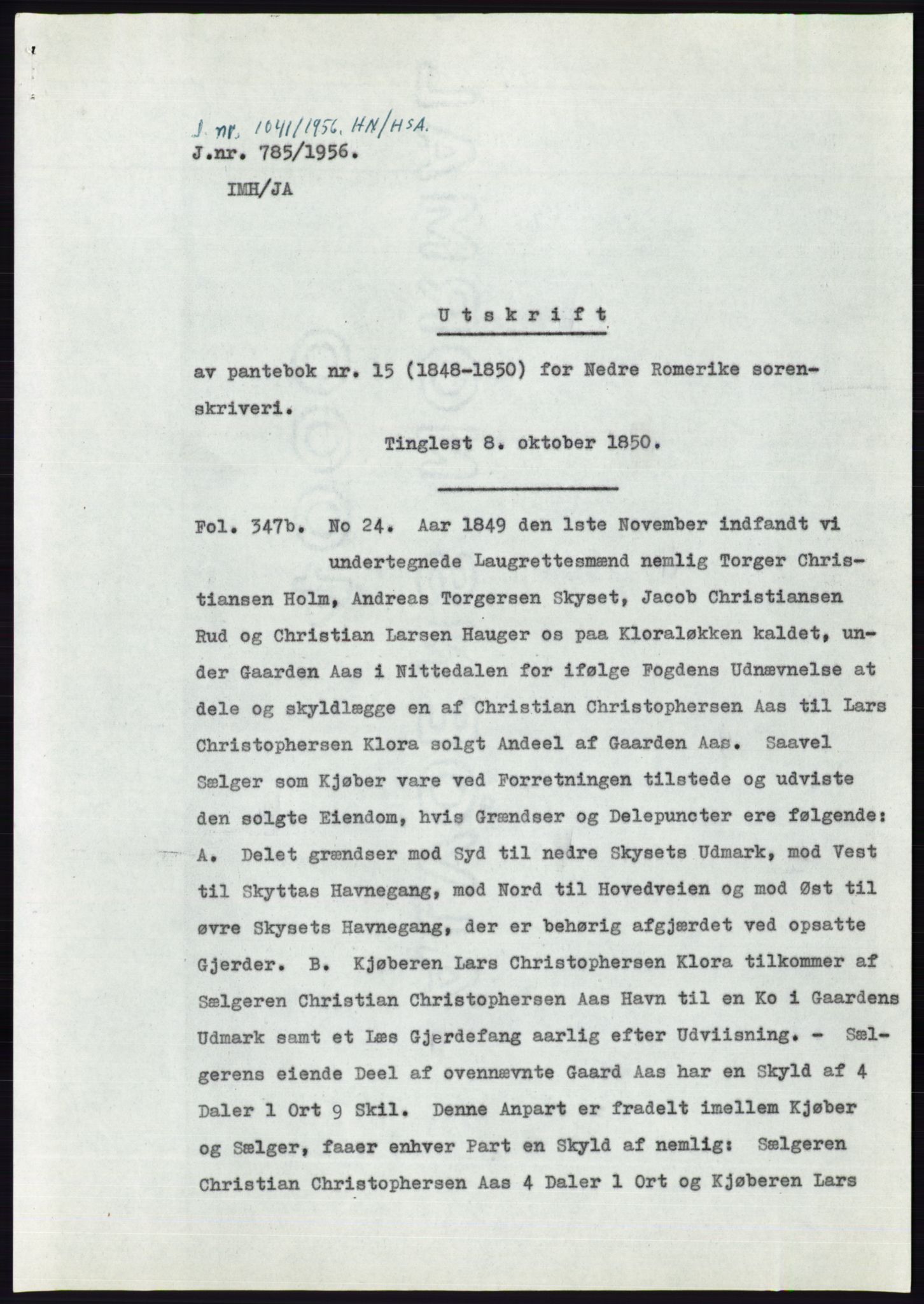 Statsarkivet i Oslo, SAO/A-10621/Z/Zd/L0004: Avskrifter, j.nr 1-797/1956, 1956, p. 541
