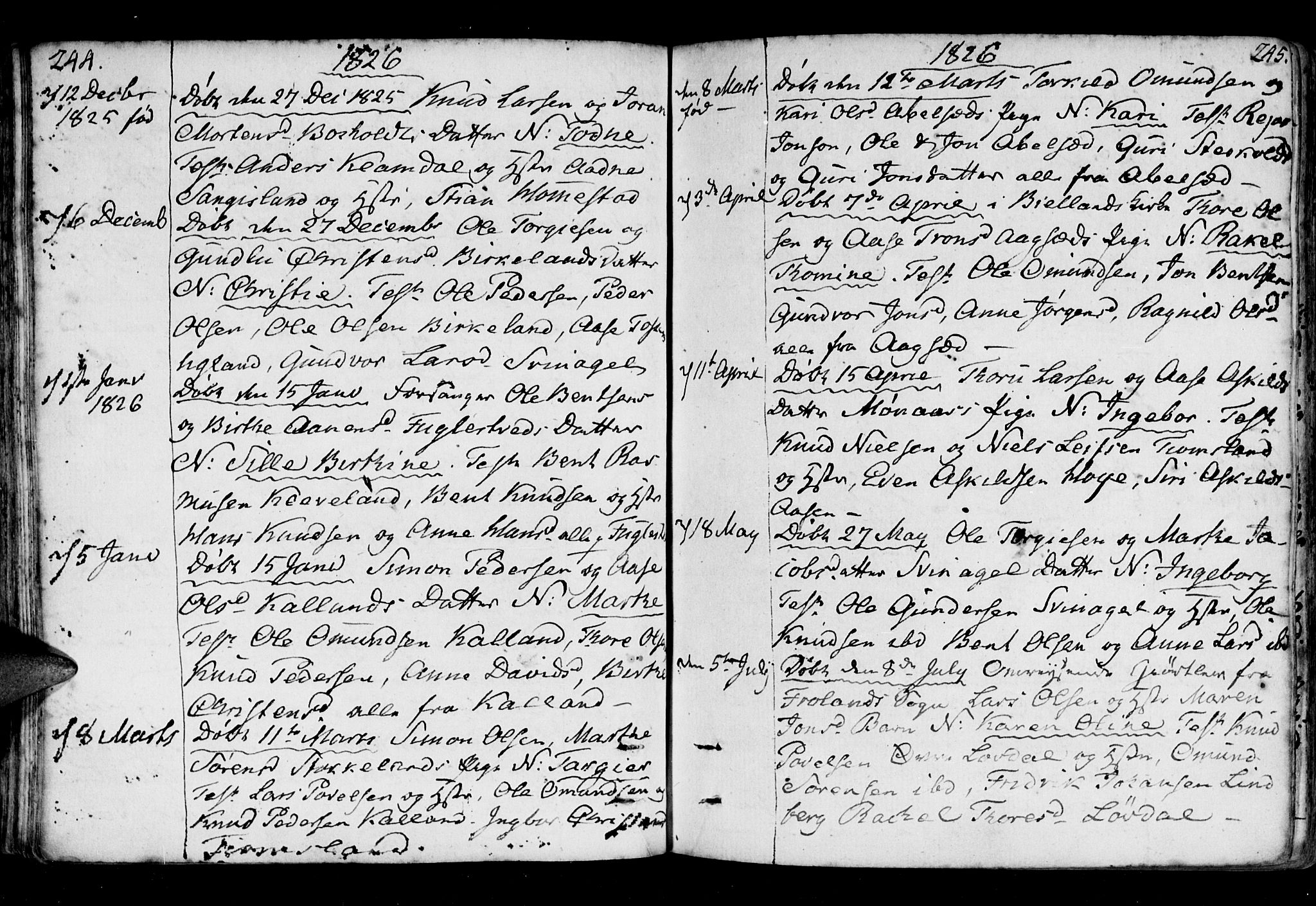 Holum sokneprestkontor, AV/SAK-1111-0022/F/Fa/Fab/L0004: Parish register (official) no. A 4, 1774-1847, p. 244-245