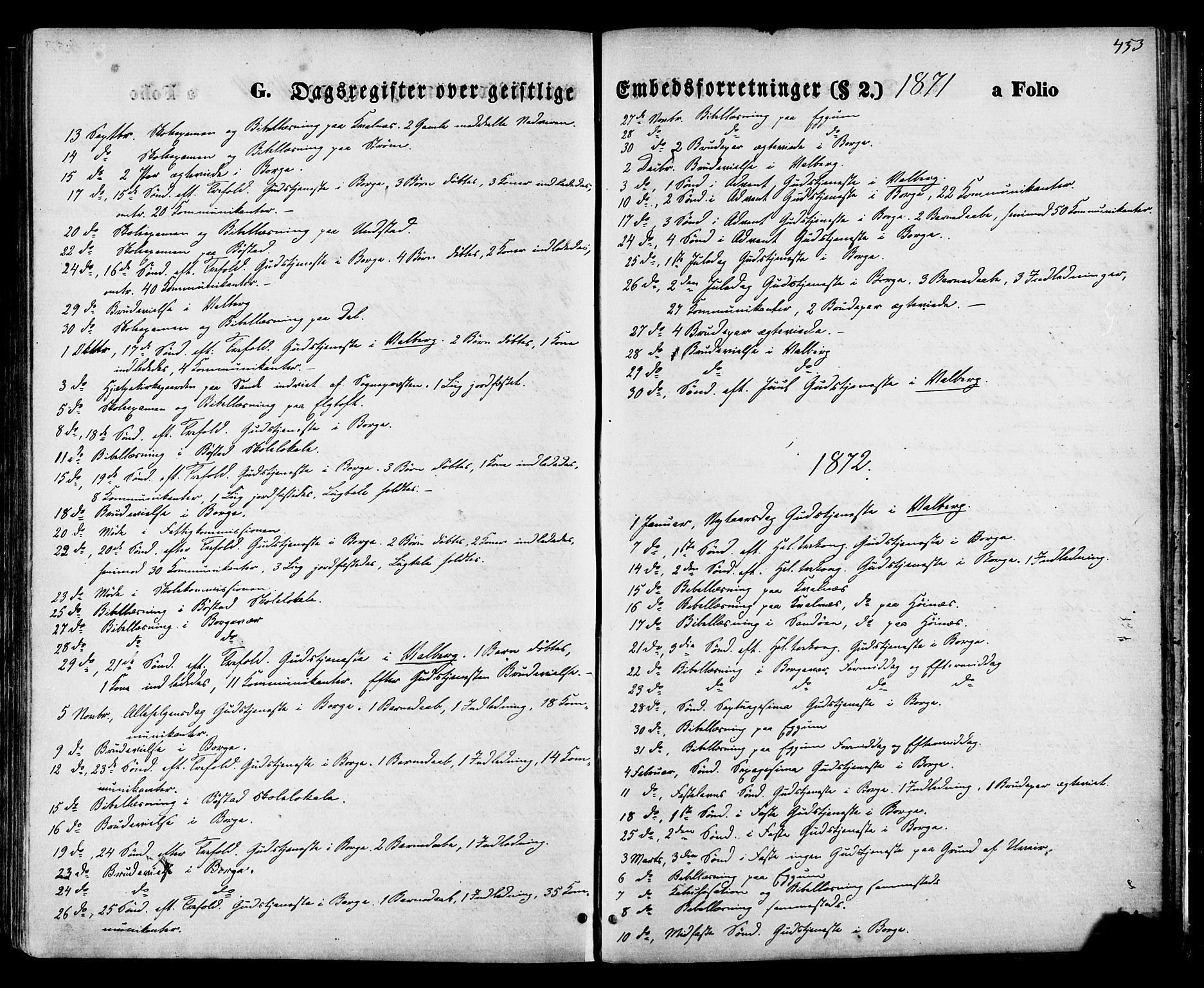 Ministerialprotokoller, klokkerbøker og fødselsregistre - Nordland, SAT/A-1459/880/L1132: Parish register (official) no. 880A06, 1869-1887, p. 453