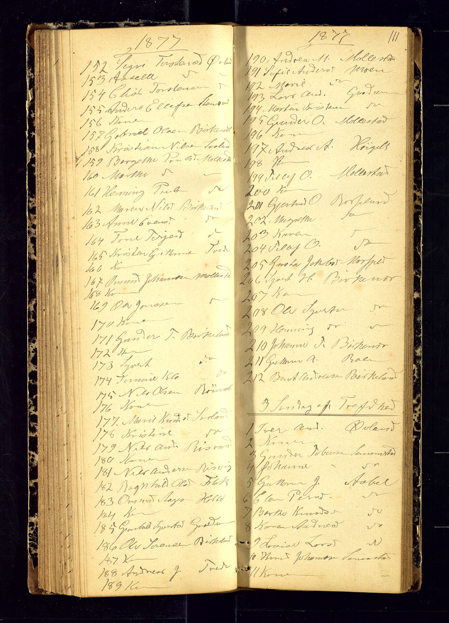 Birkenes sokneprestkontor, AV/SAK-1111-0004/F/Fc/L0006: Communicants register no. C-6, 1872-1880, p. 111