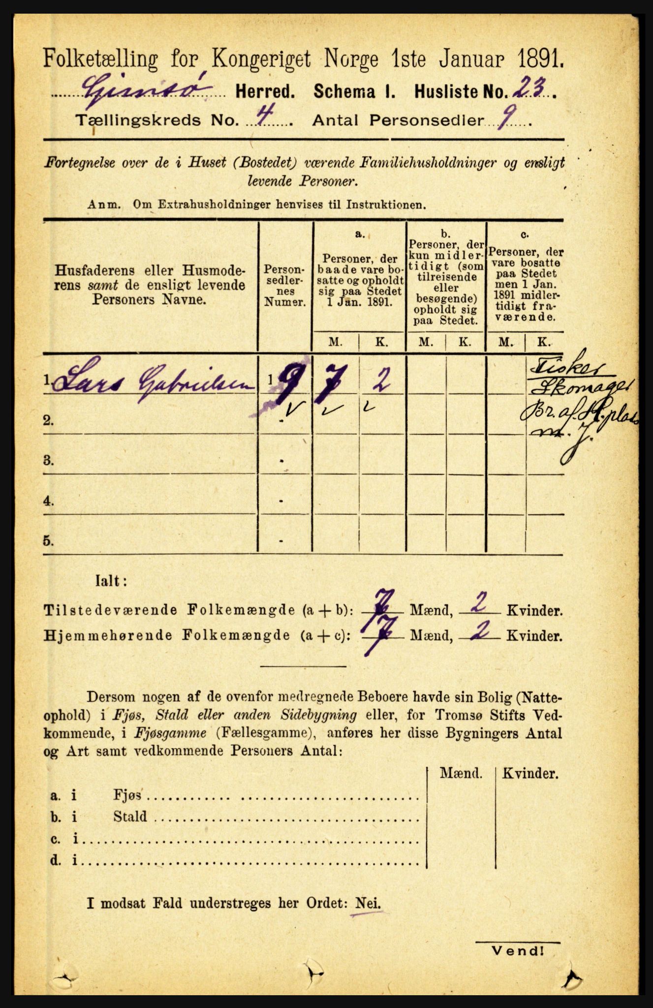 RA, 1891 census for 1864 Gimsøy, 1891, p. 629