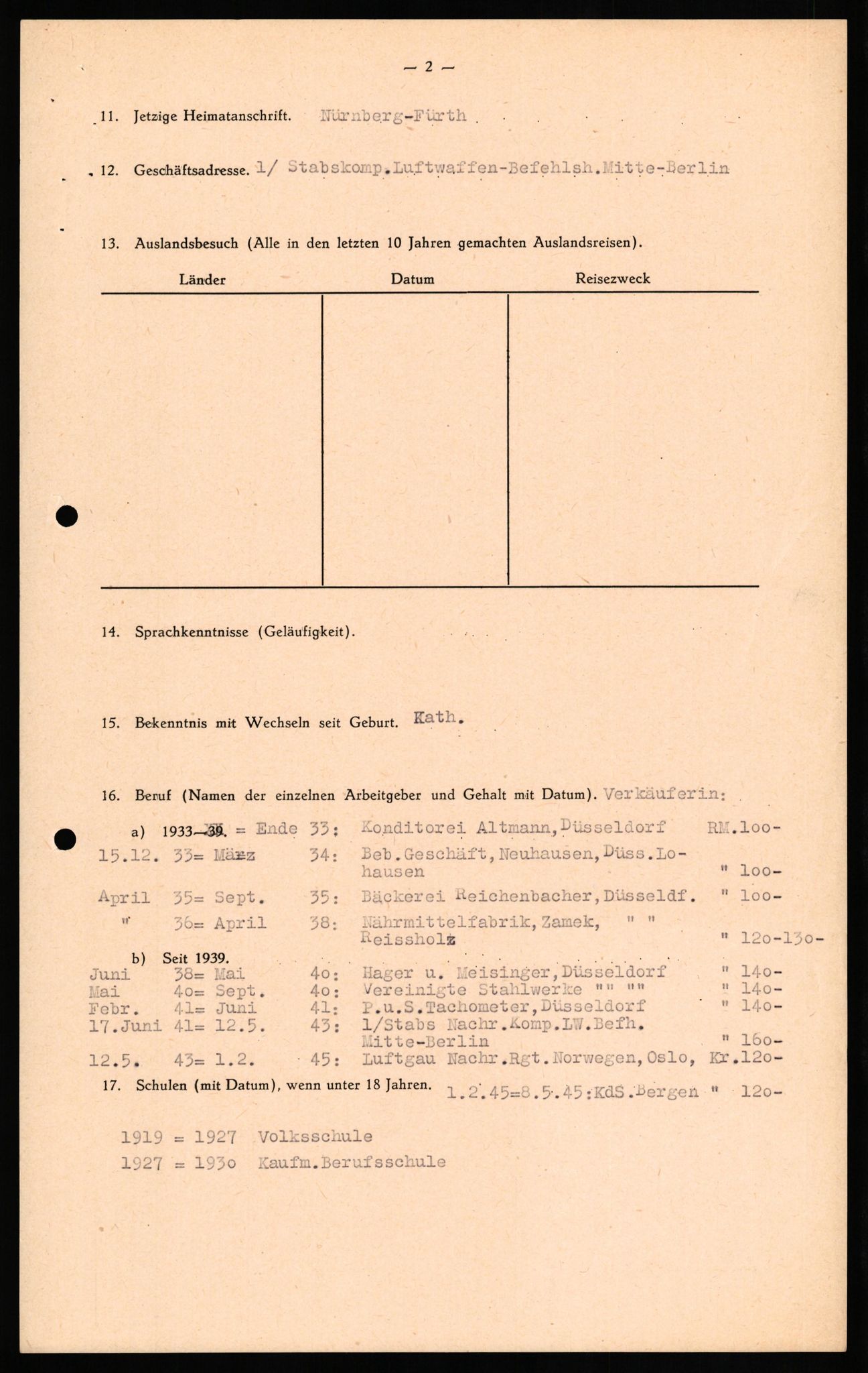 Forsvaret, Forsvarets overkommando II, AV/RA-RAFA-3915/D/Db/L0021: CI Questionaires. Tyske okkupasjonsstyrker i Norge. Tyskere., 1945-1946, p. 371