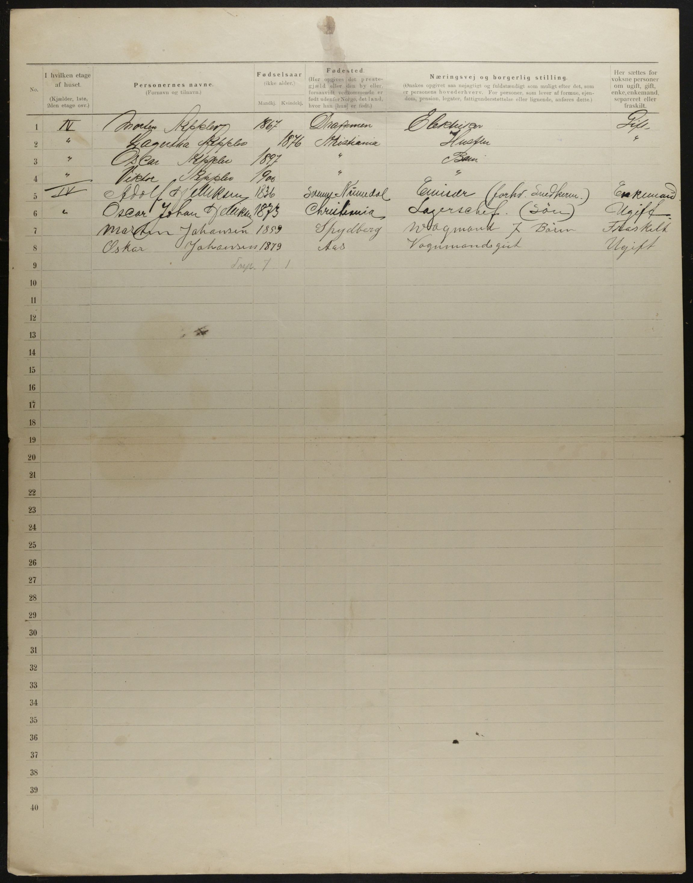 OBA, Municipal Census 1901 for Kristiania, 1901, p. 3766