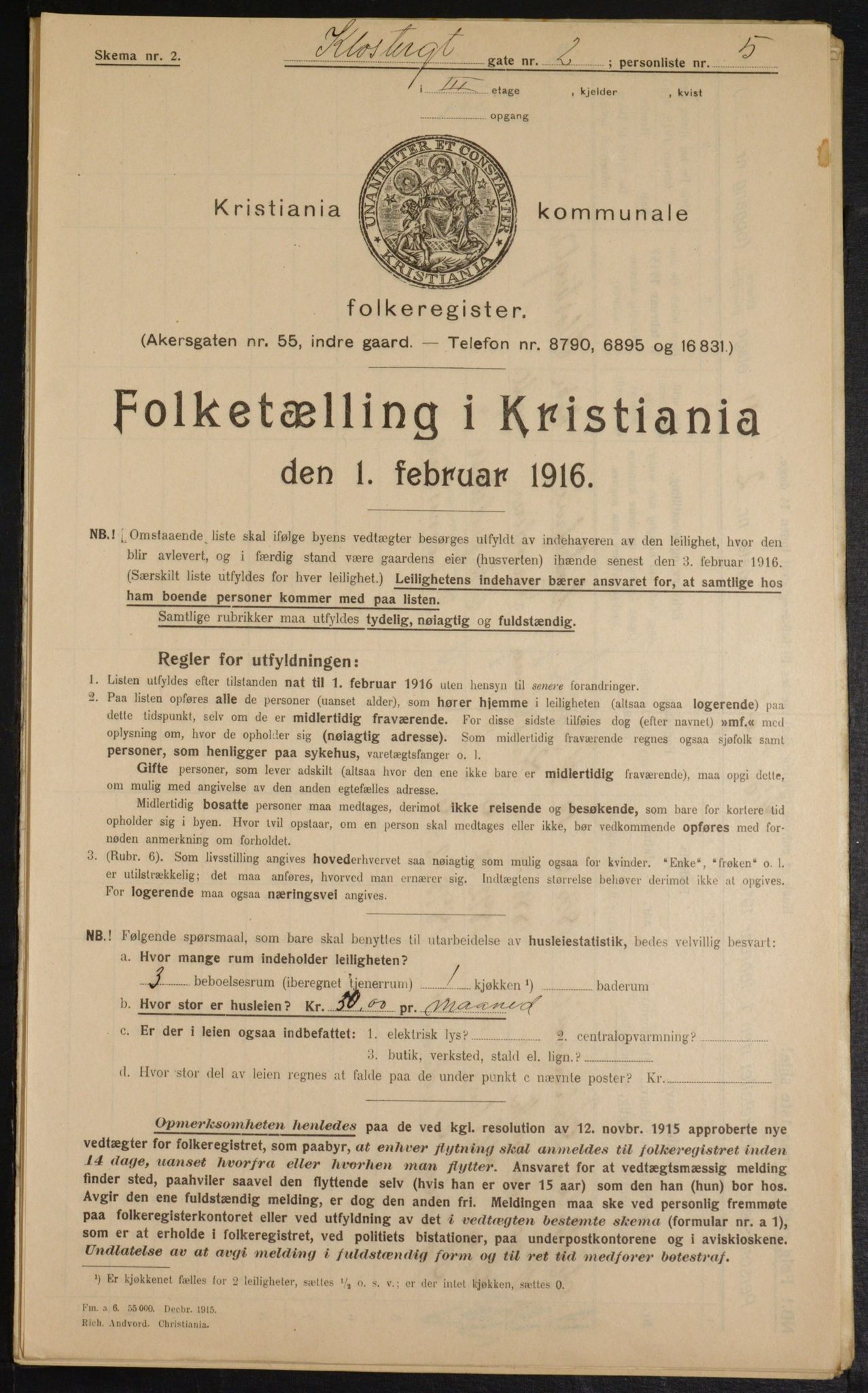 OBA, Municipal Census 1916 for Kristiania, 1916, p. 53202