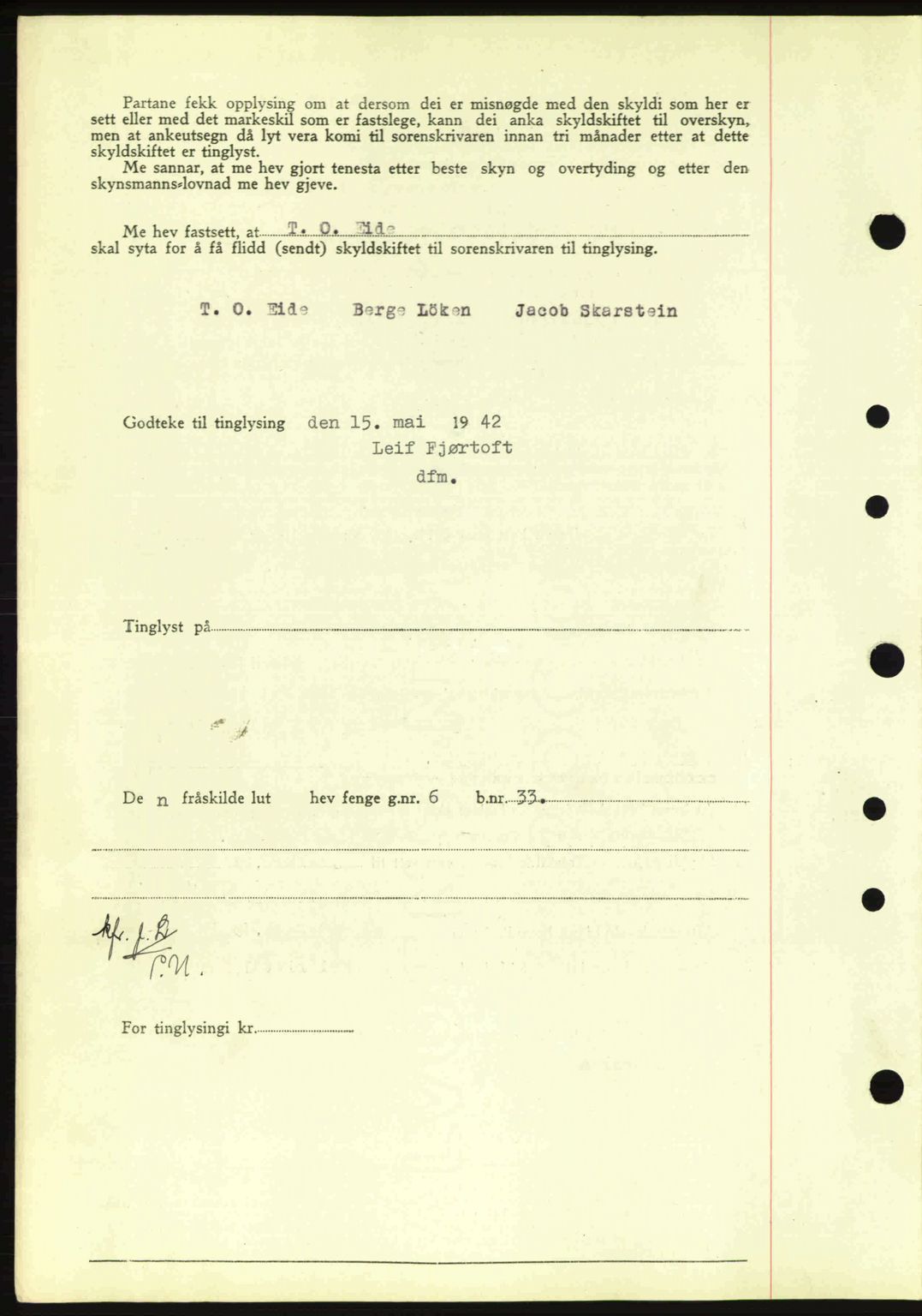 Nordfjord sorenskriveri, AV/SAB-A-2801/02/02b/02bj/L0007: Mortgage book no. A7, 1941-1943, Diary no: : 648/1942