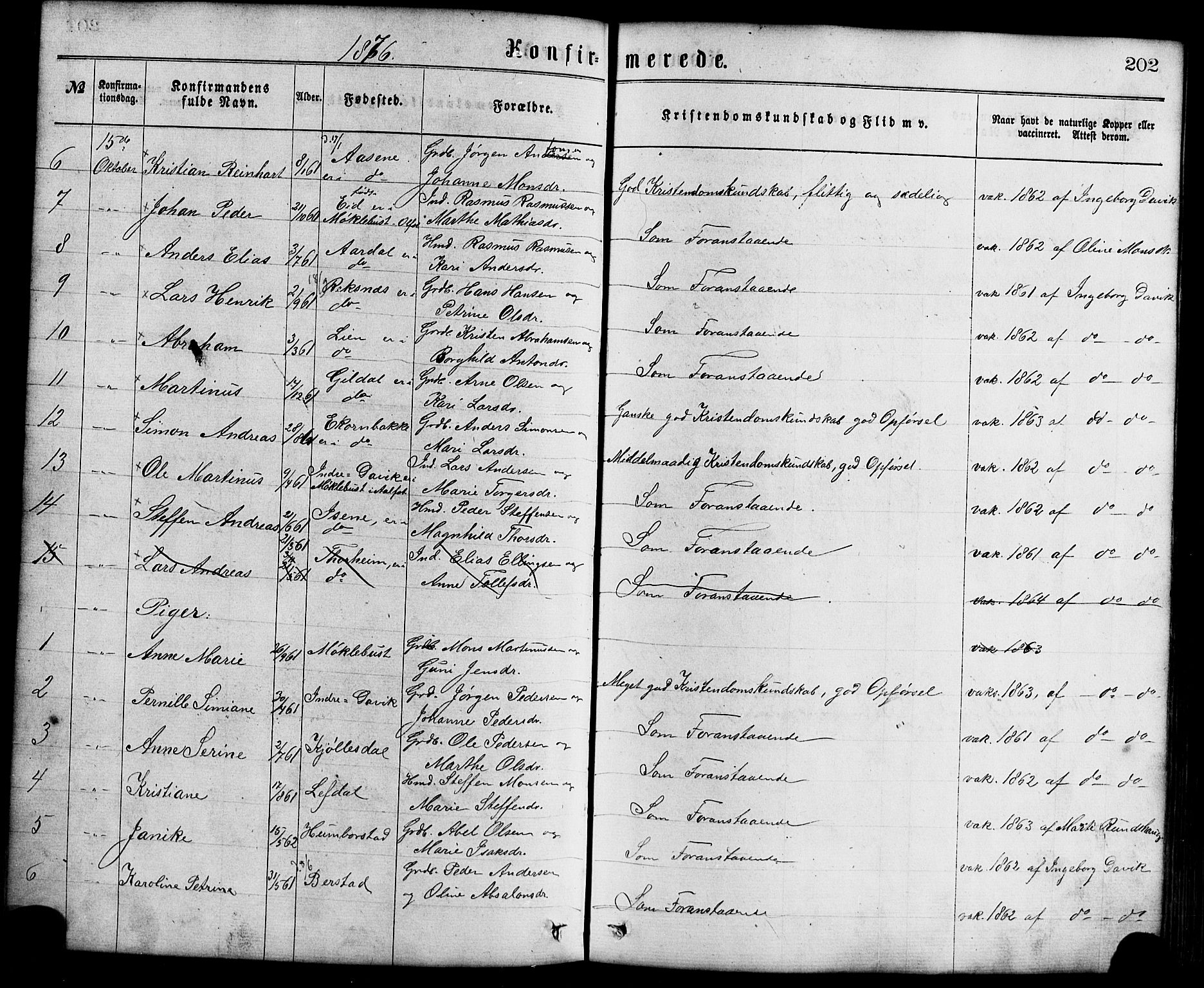 Davik sokneprestembete, AV/SAB-A-79701/H/Haa/Haaa/L0006: Parish register (official) no. A 6, 1867-1881, p. 202