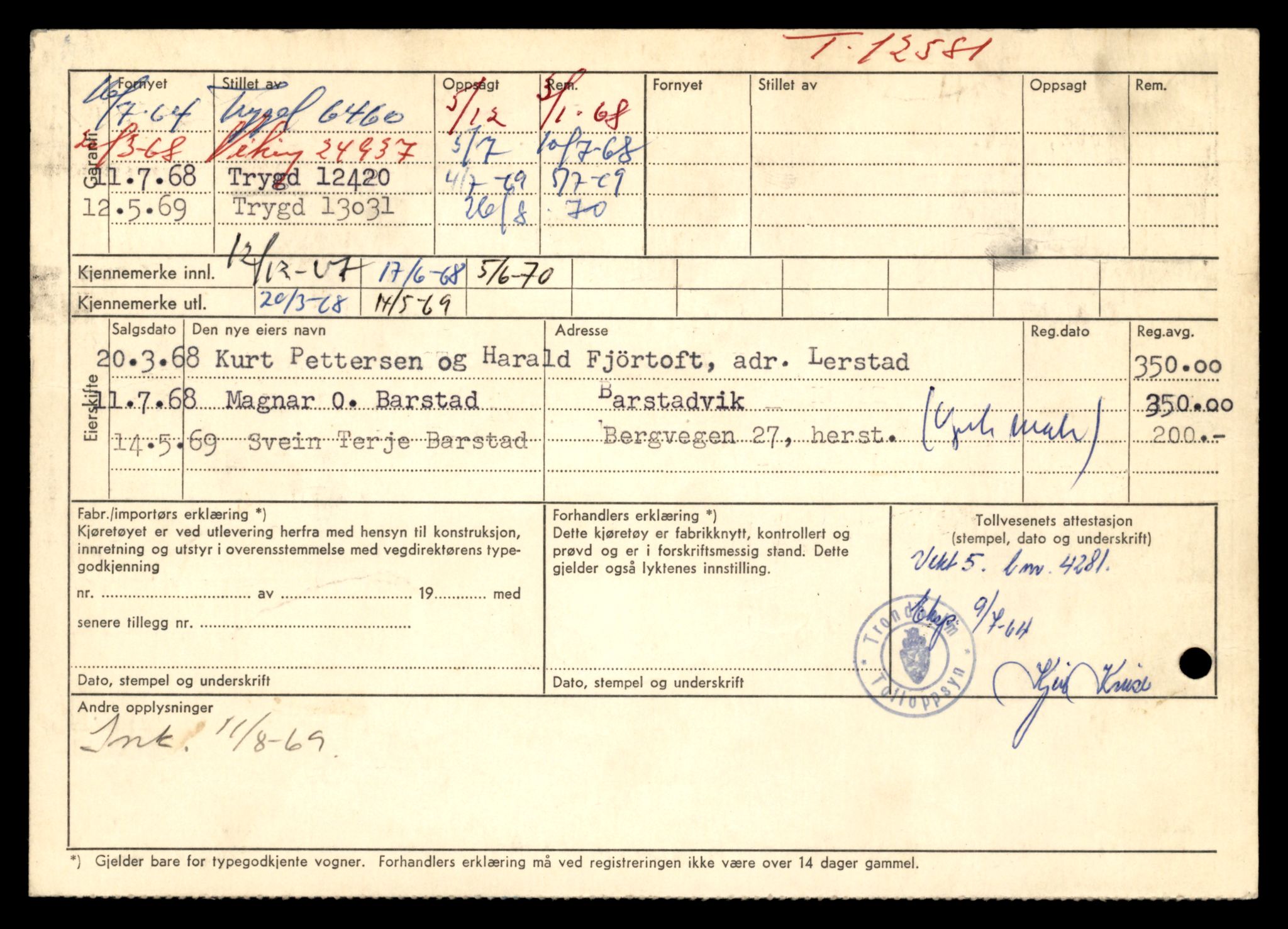 Møre og Romsdal vegkontor - Ålesund trafikkstasjon, AV/SAT-A-4099/F/Fe/L0034: Registreringskort for kjøretøy T 12500 - T 12652, 1927-1998, p. 1553