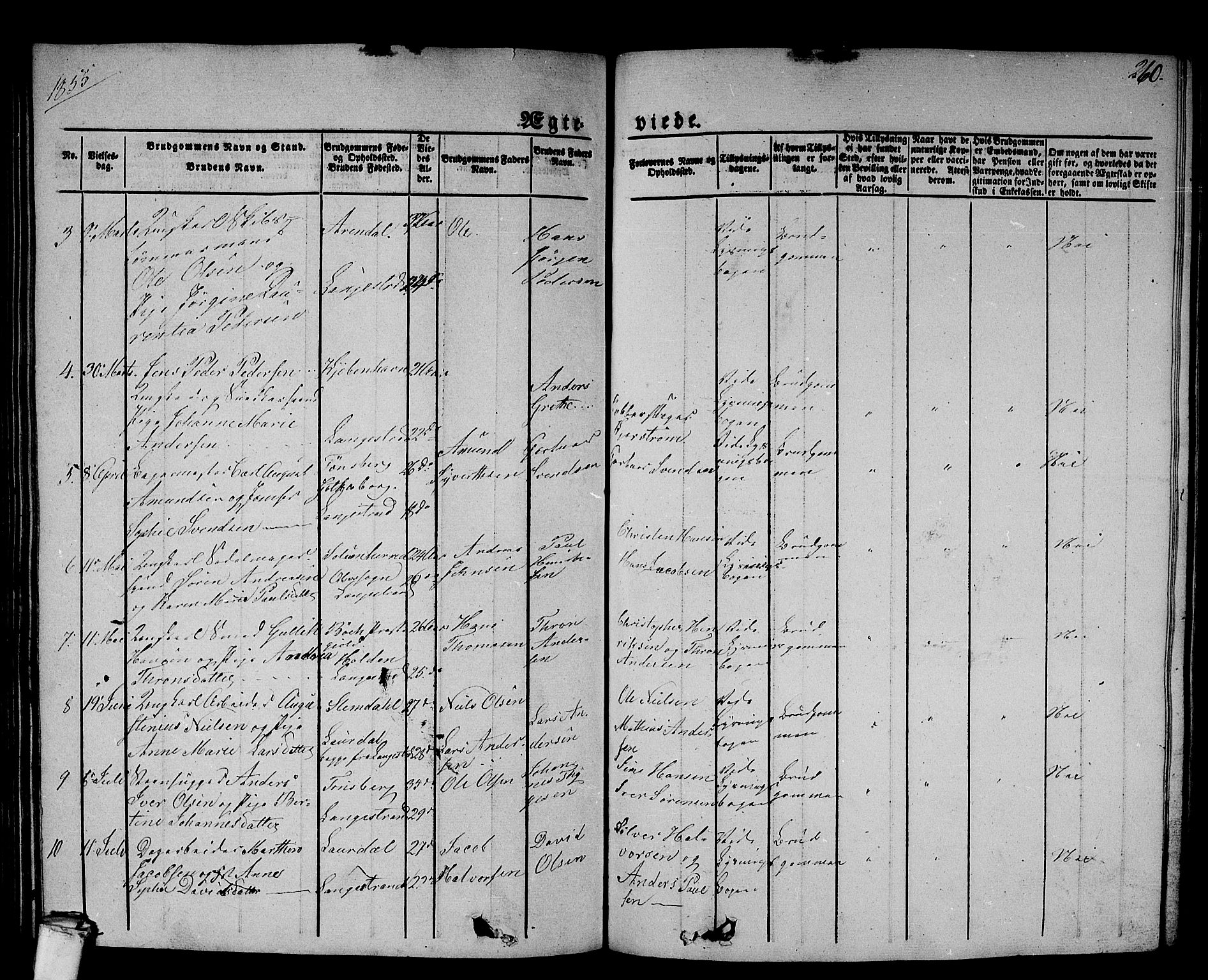 Larvik kirkebøker, AV/SAKO-A-352/G/Gb/L0002: Parish register (copy) no. II 2, 1843-1866, p. 260