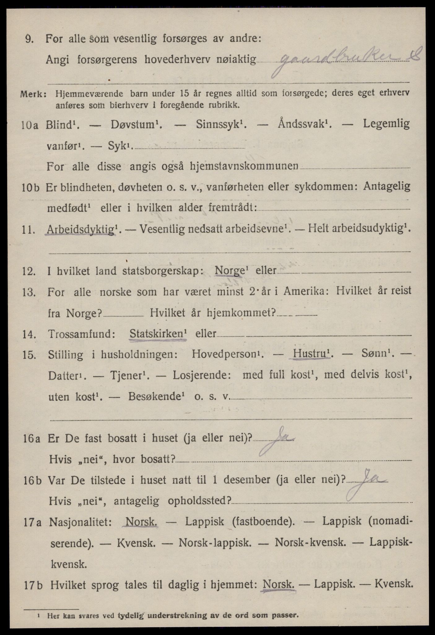 SAT, 1920 census for Bjugn, 1920, p. 570