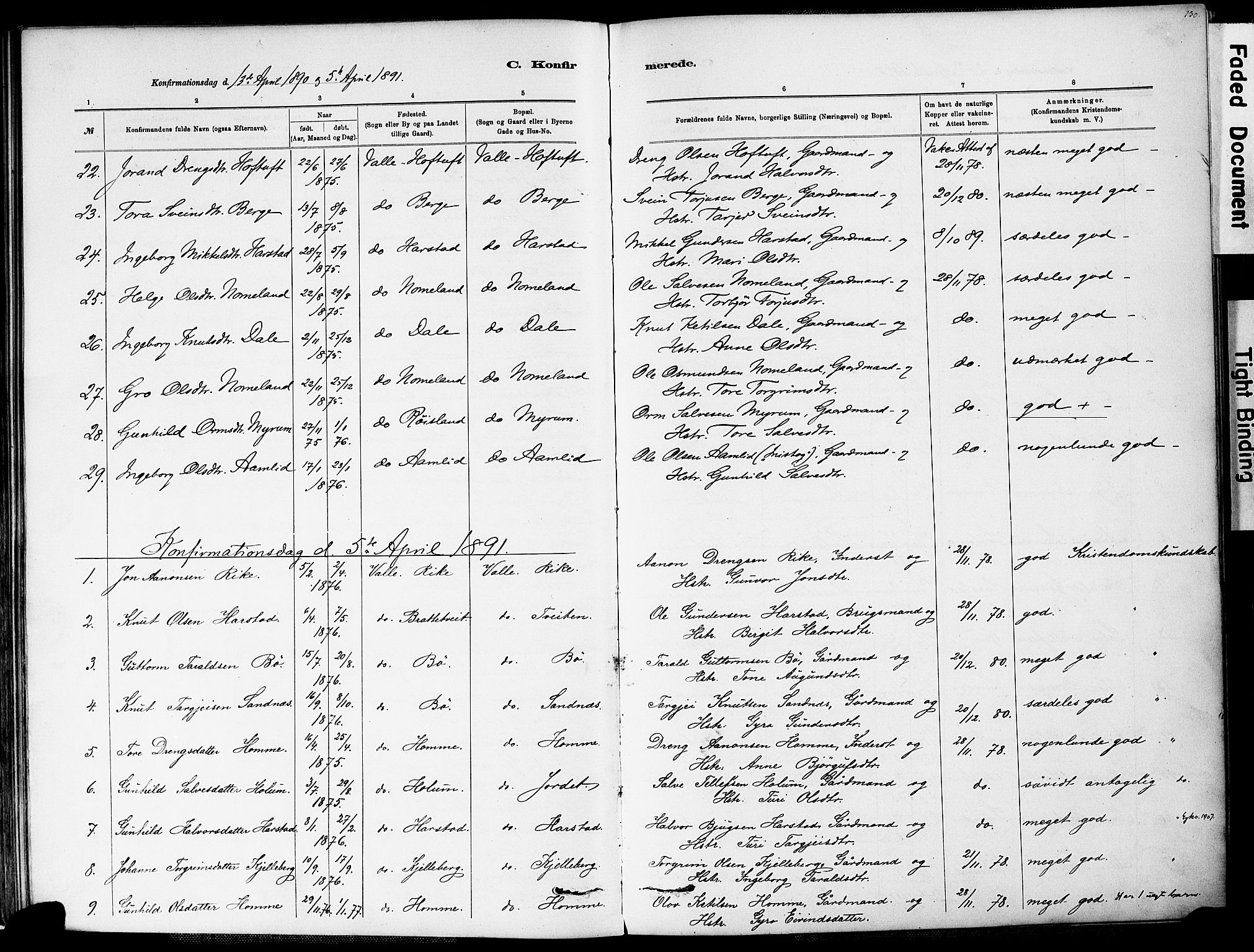 Valle sokneprestkontor, AV/SAK-1111-0044/F/Fa/Fac/L0009: Parish register (official) no. A 9, 1882-1913, p. 130