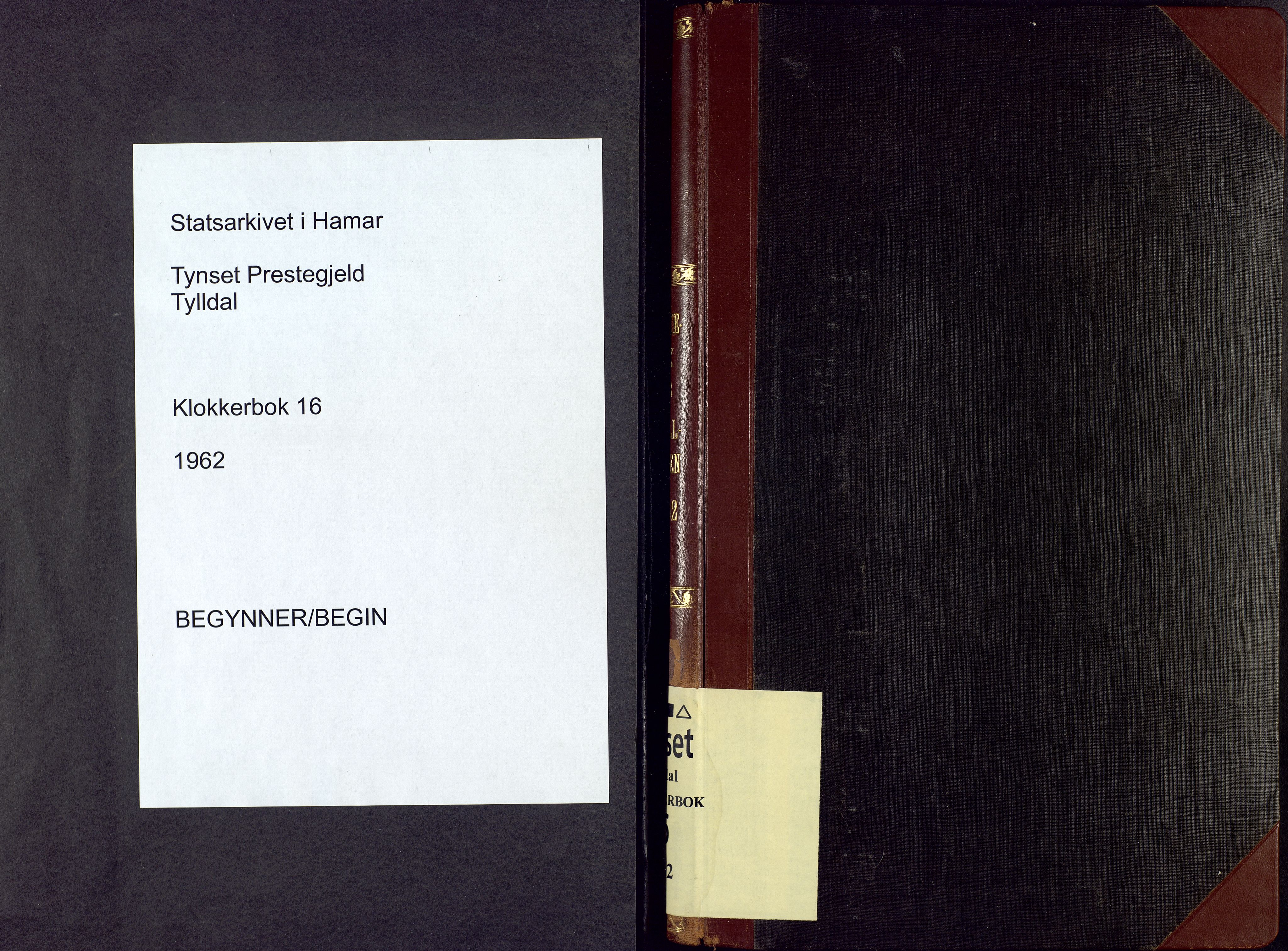 Tynset prestekontor, SAH/PREST-058/H/Ha/Hab/L0016: Parish register (copy) no. 16, 1962-1962